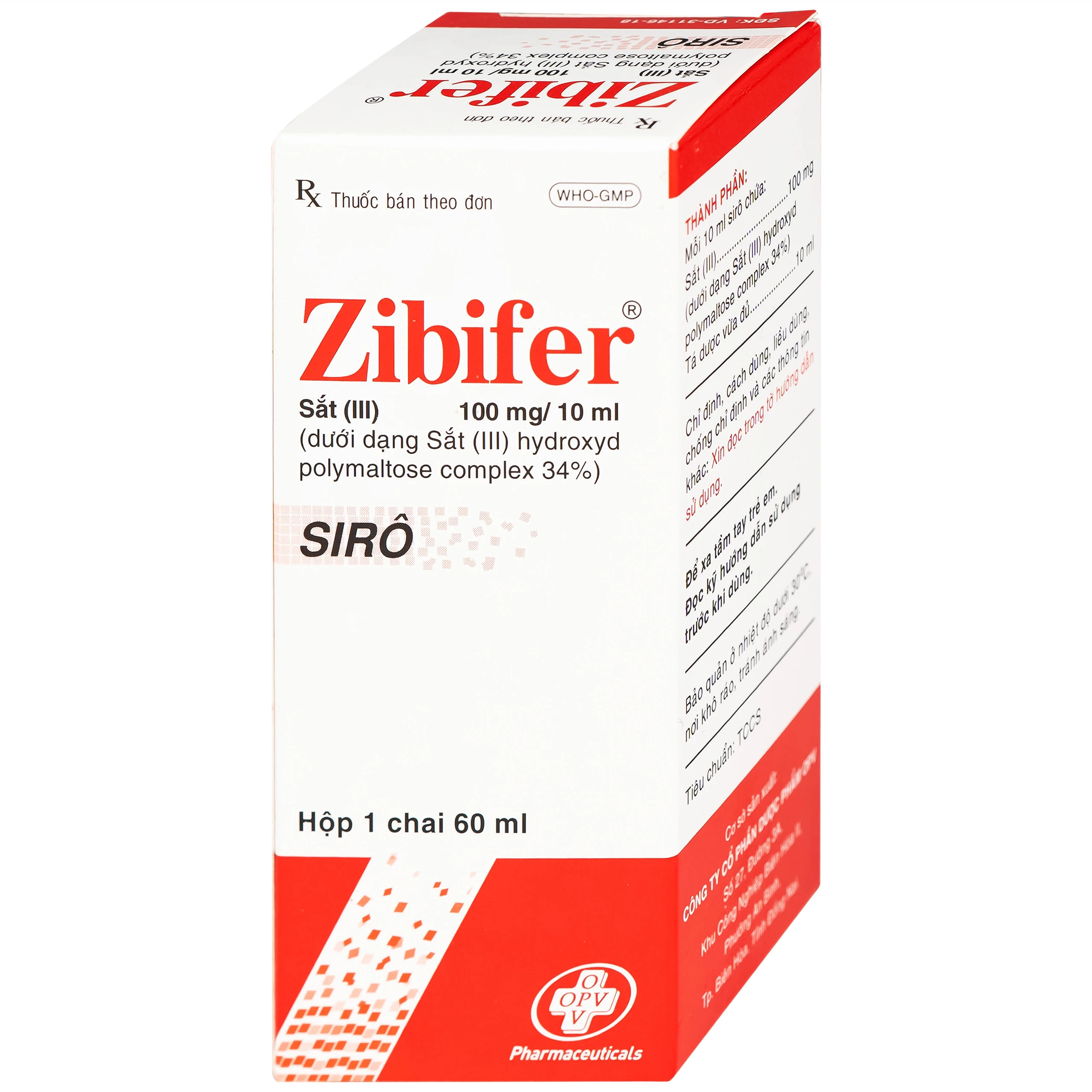 Thuốc Zibifer OPV Pharmaceutical điều trị thiếu máu do thiếu sắt và thiếu sắt không thiếu máu (60ml)