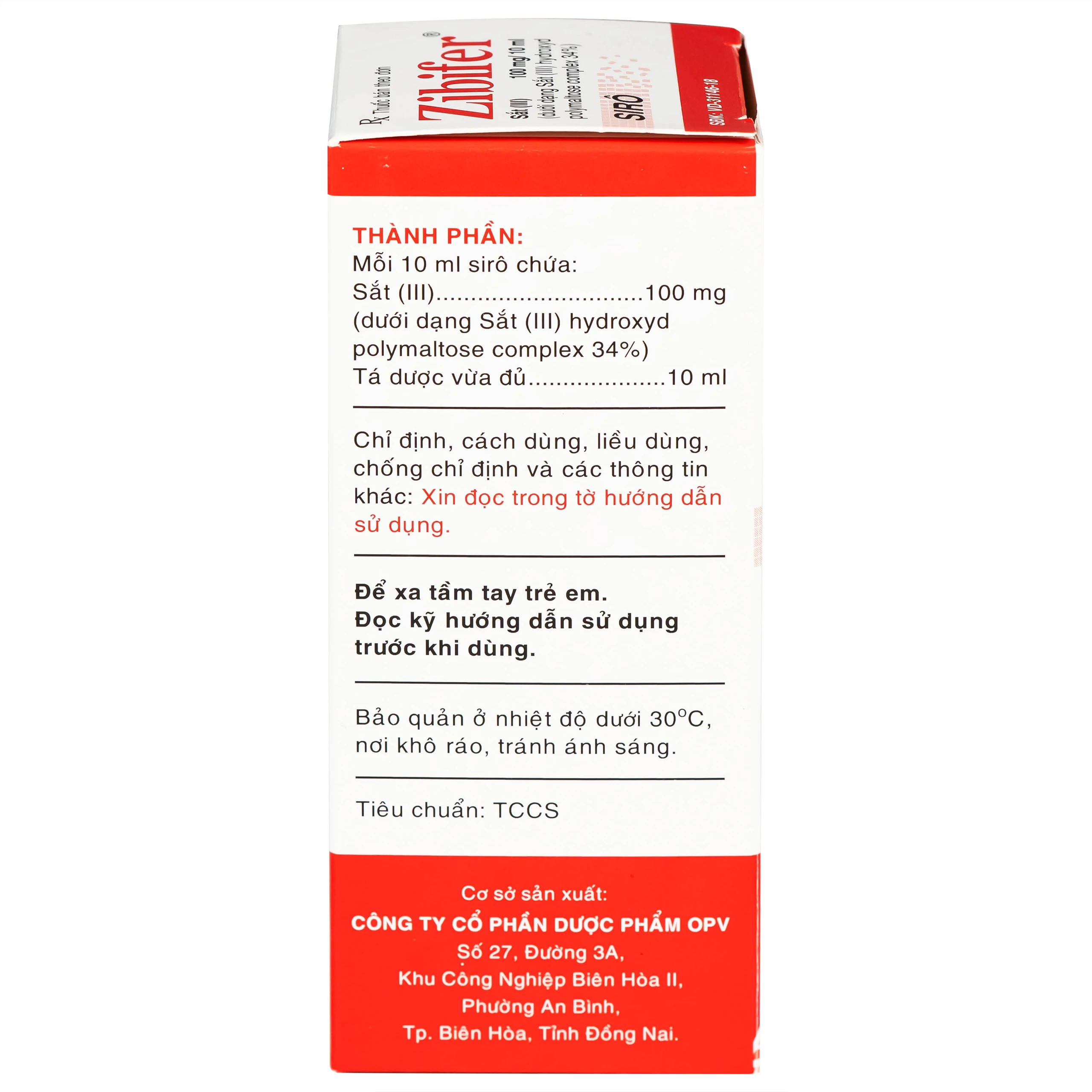 Thuốc Zibifer OPV Pharmaceutical điều trị thiếu máu do thiếu sắt và thiếu sắt không thiếu máu (60ml)