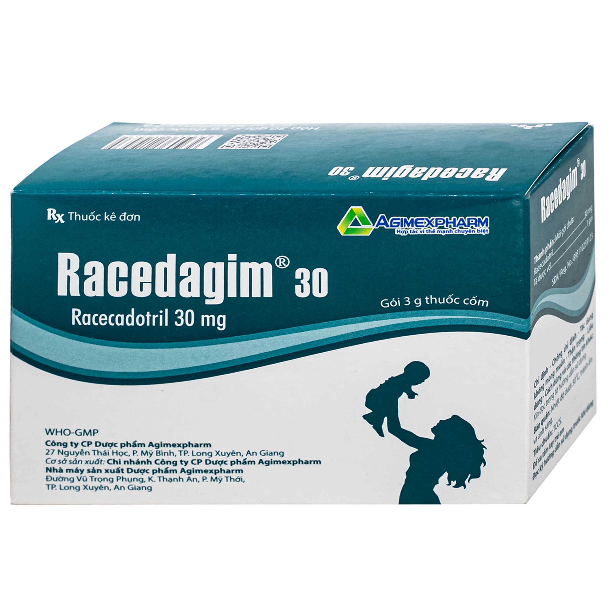 Thuốc cốm Racedagim 30MG Agimexpharm điều trị tiêu chảy cấp ở trẻ em (30 gói x 3g)