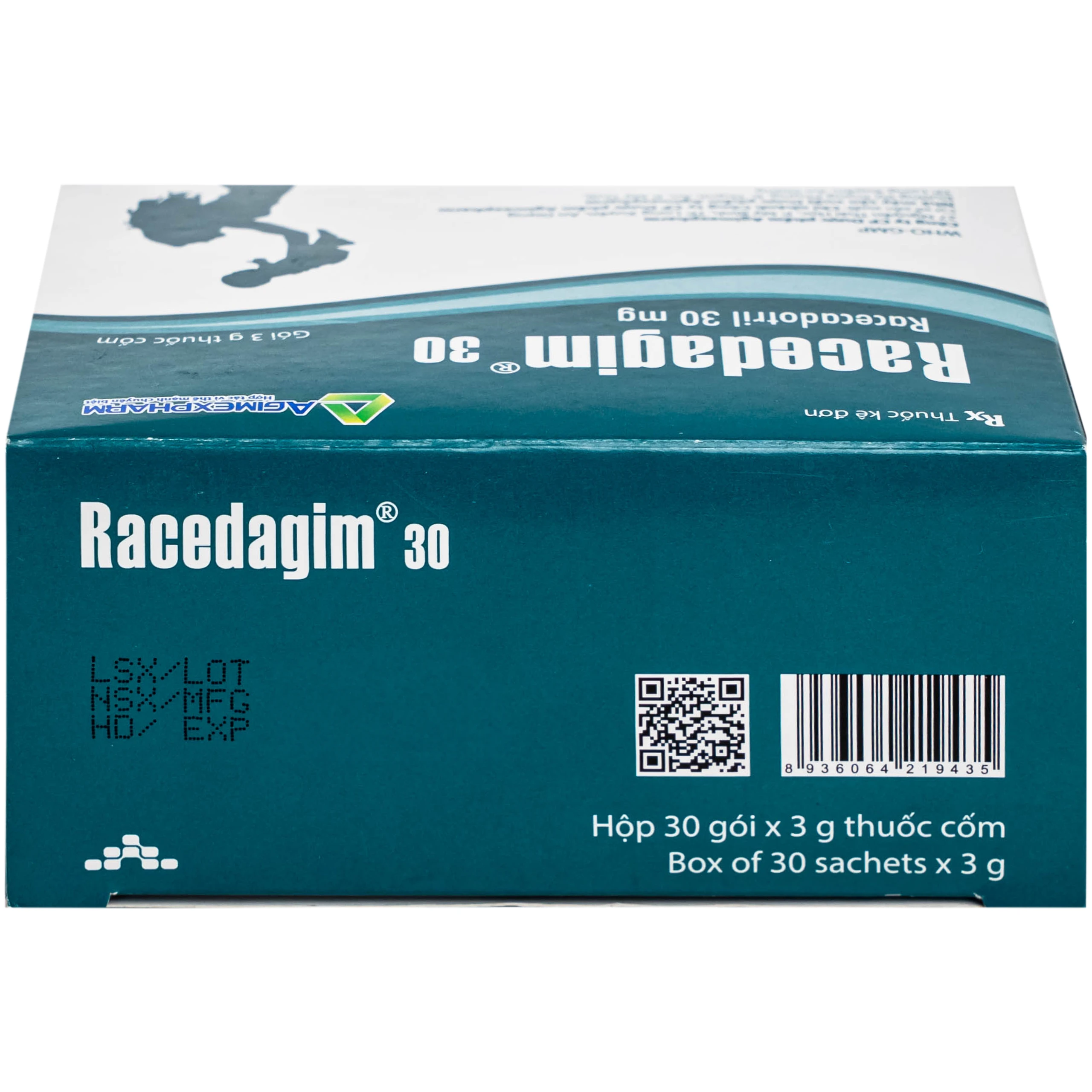 Thuốc cốm Racedagim 30MG Agimexpharm điều trị tiêu chảy cấp ở trẻ em (30 gói x 3g)