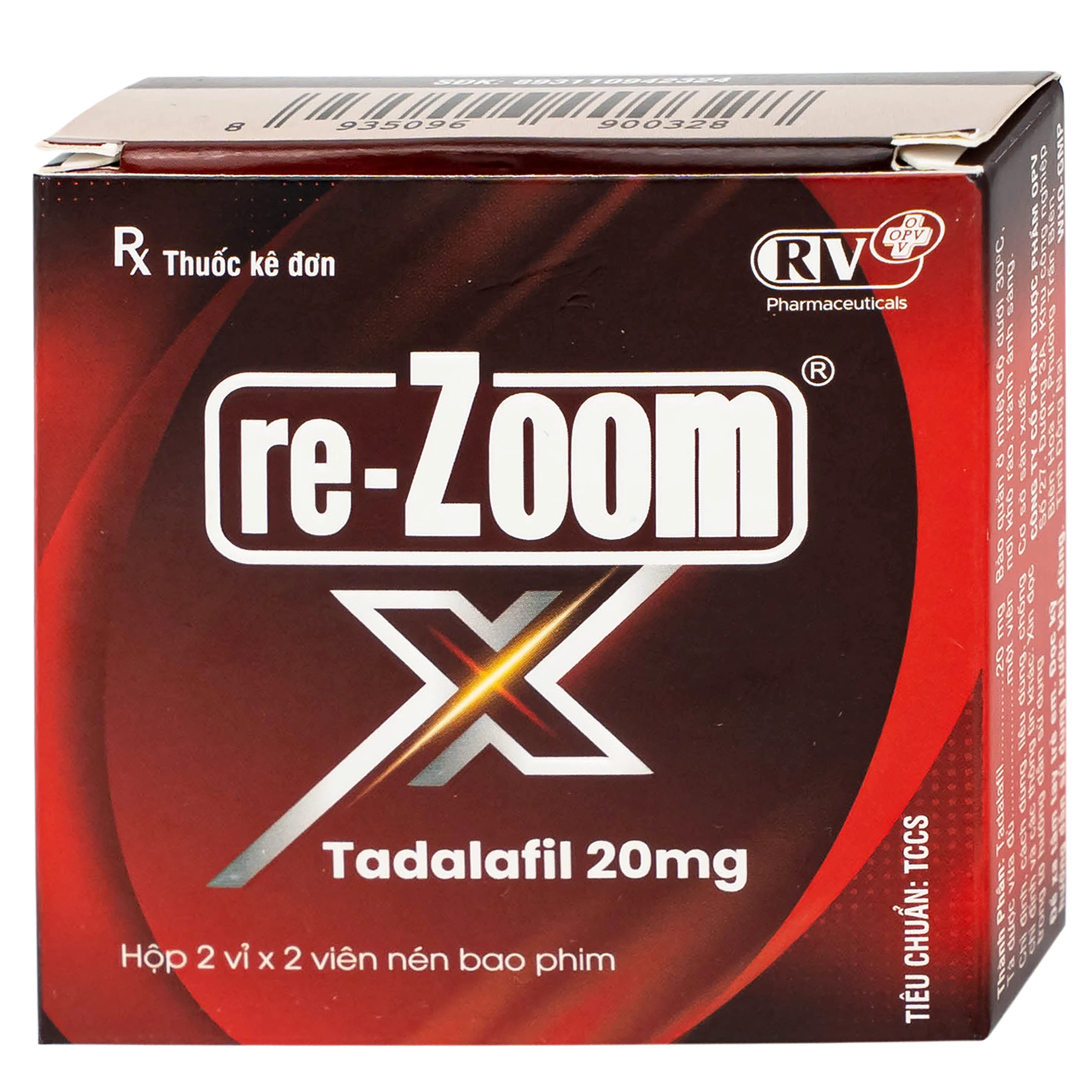 Thuốc Re-Zoom X 20mg OPV Điều trị rối loạn cương dương (2 vỉ x 2 viên)