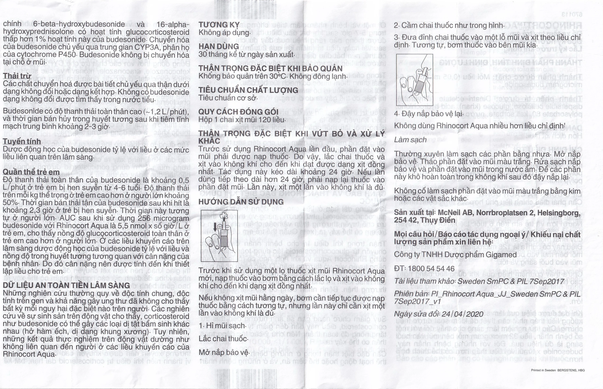 Thuốc Rhinocort Aqua 64mcg McNeil điều trị trong các trường hợp viêm mũi dị ứng quanh năm và viêm mũi dị ứng theo mùa (120 liều)