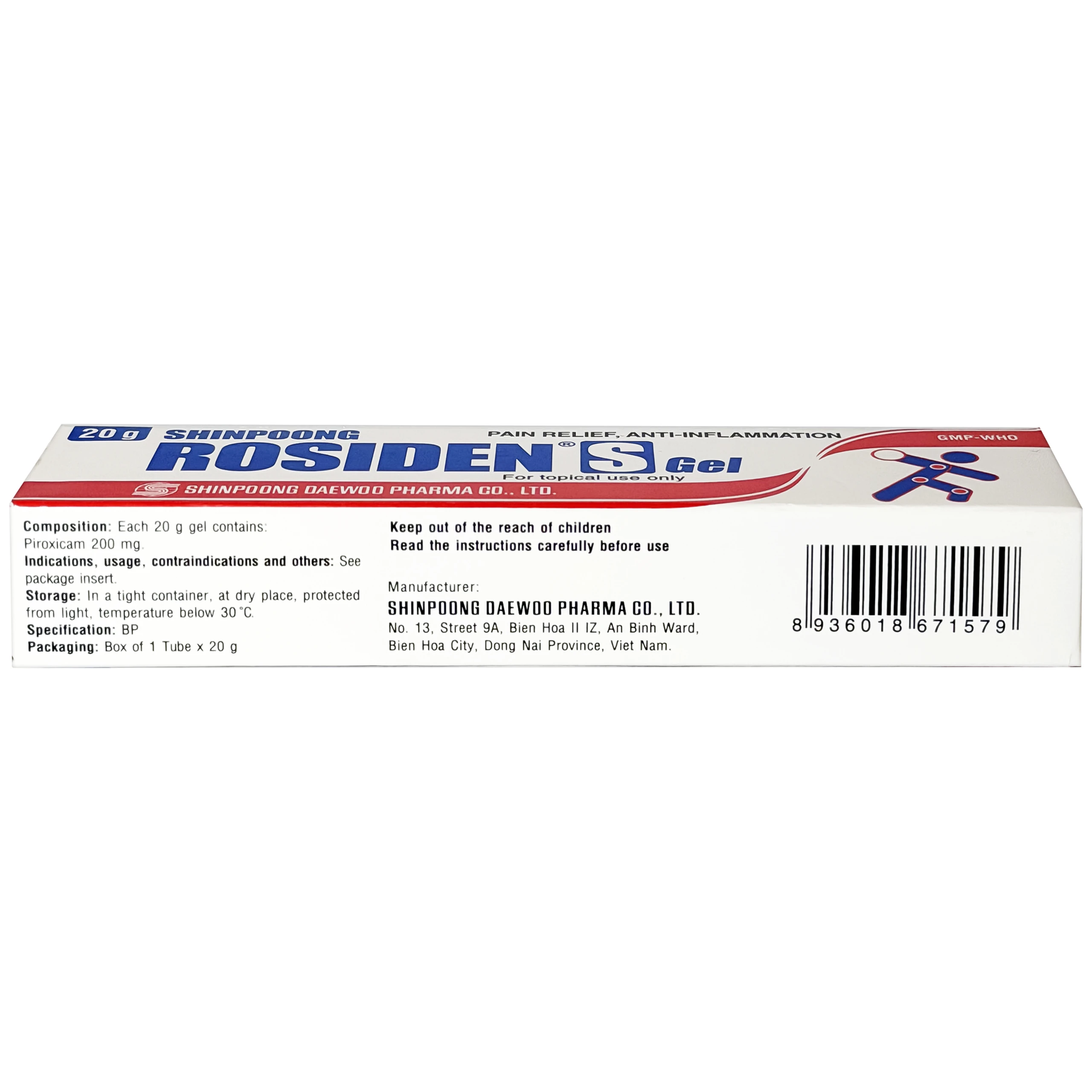 Gel Rosiden S Daewon giảm đau và kháng viêm (20g)