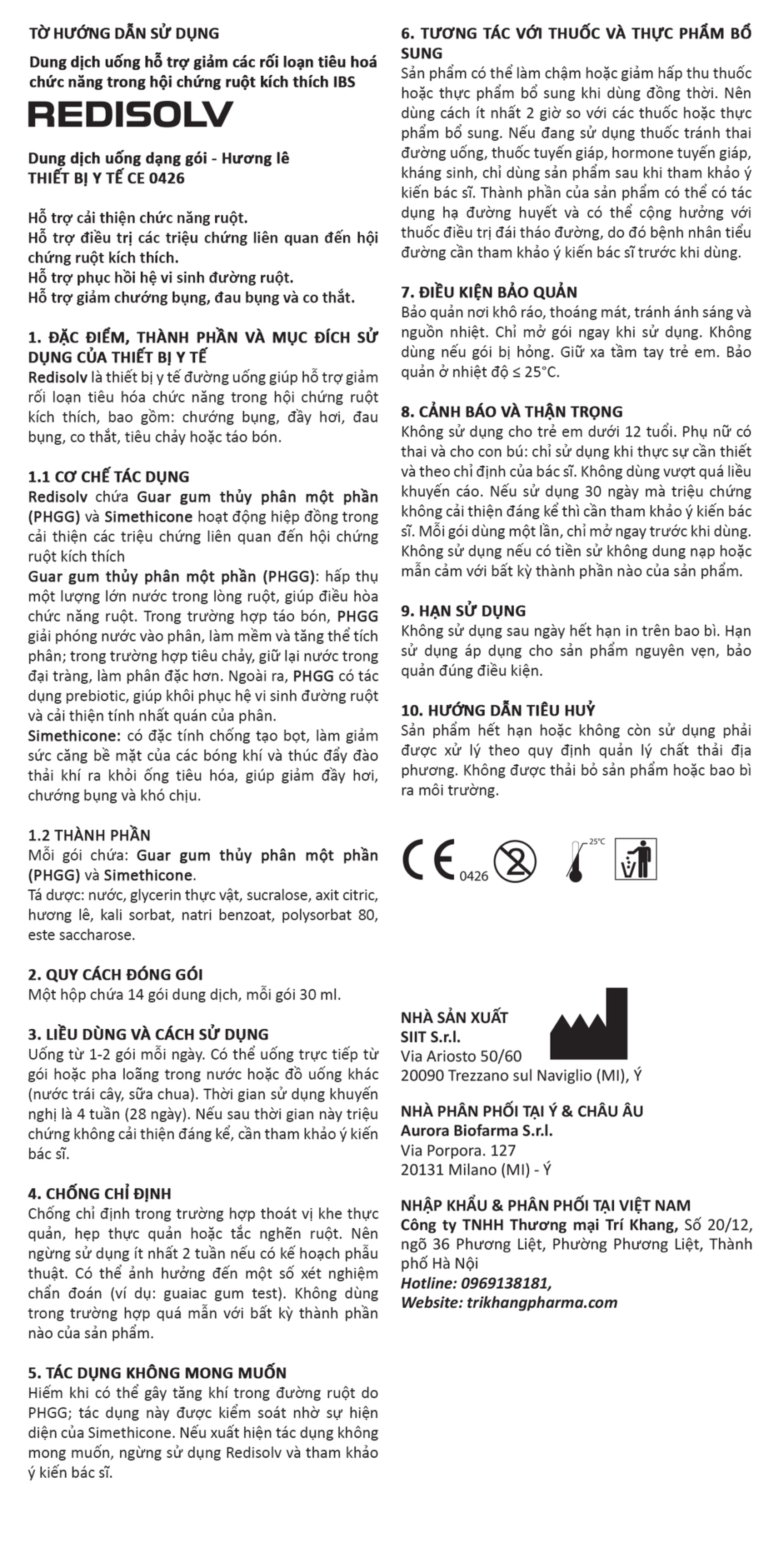 Gel Redisolv Aurora điều trị hội chứng ruột kích thích (IBS) (14 gói) giảm ngay triệu chứng tiêu chảy, đầy hơi, chướng bụng, rối loạn phân