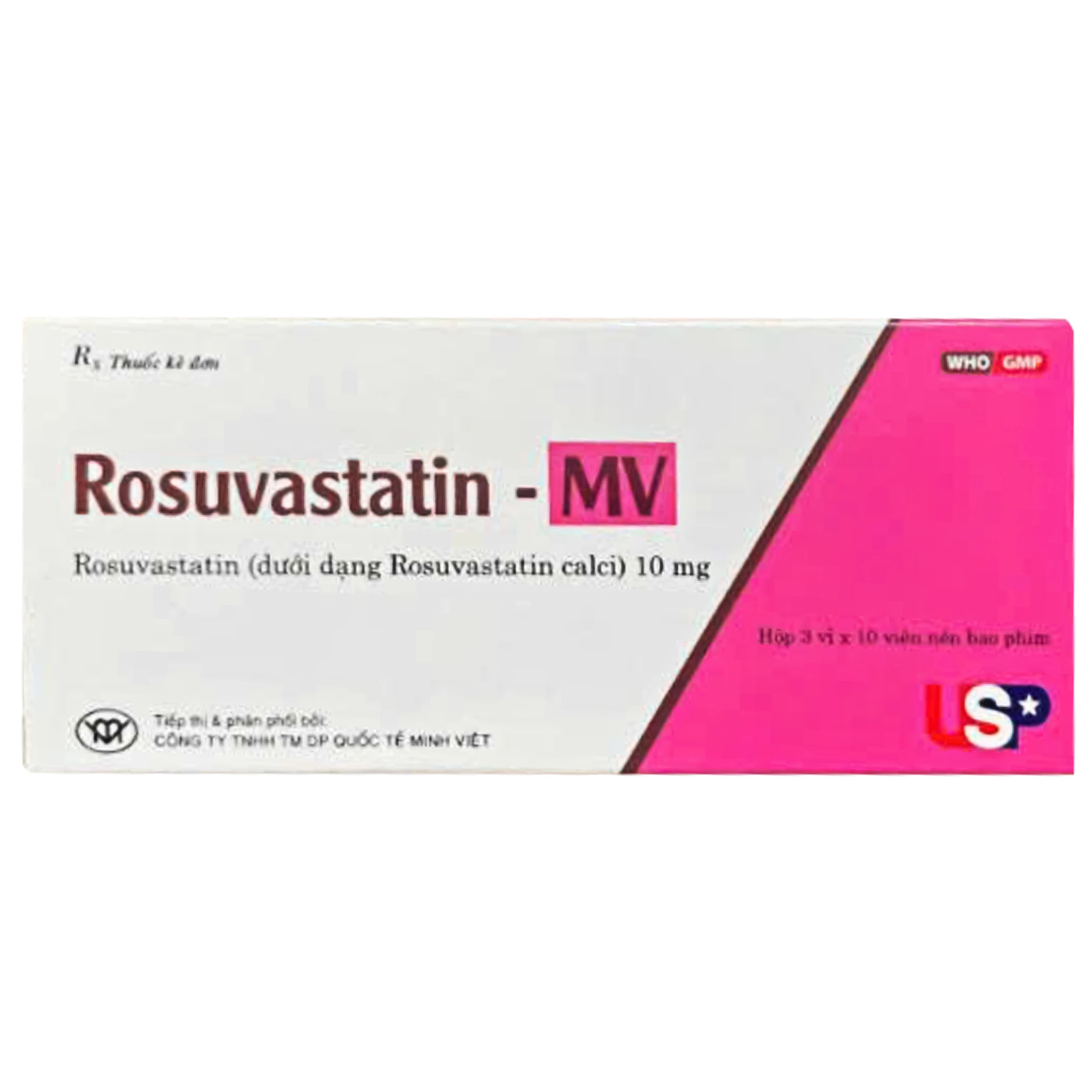Thuốc Rosuvastatin 10-US điều trị tăng cholesterol máu nguyên phát (3 vỉ x 10 viên) 