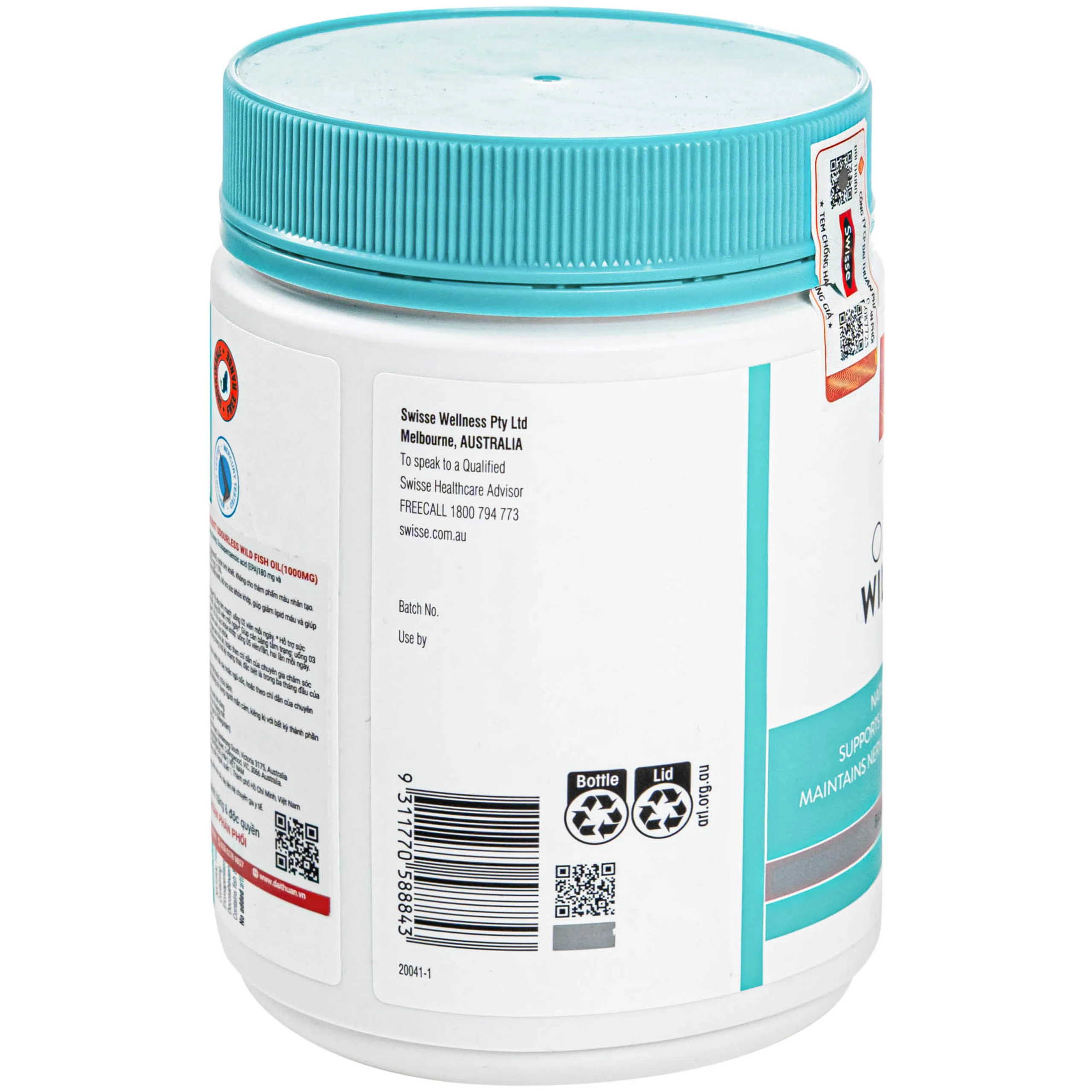 Viên uống tốt cho tim mạch, mắt, não Odourless Wild Fish Oil Swisse (400 viên)