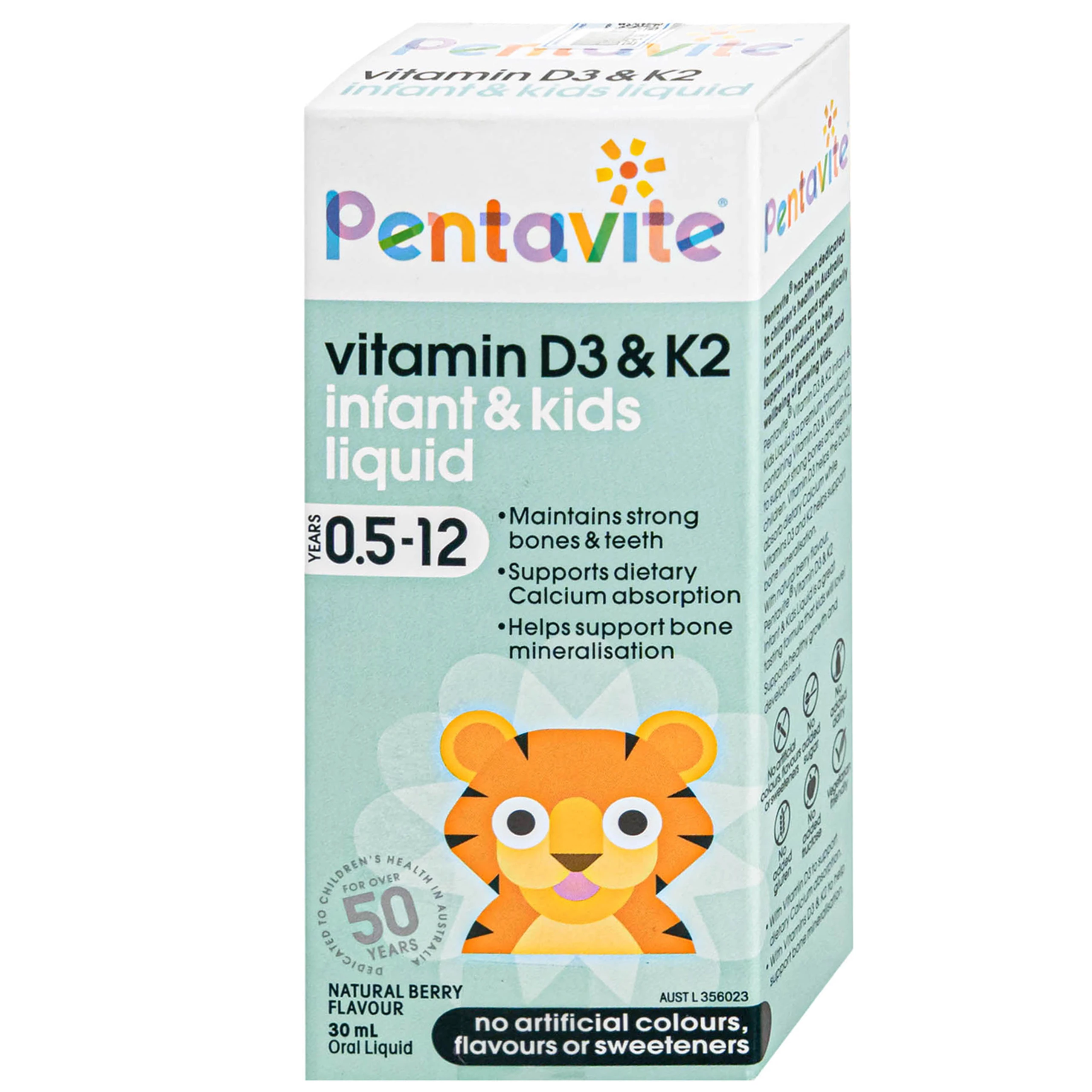 Siro hỗ trợ xương và răng chắc khoẻ Pentavite Vitamin D3 & K2 Infant & Kid liquid 30ml