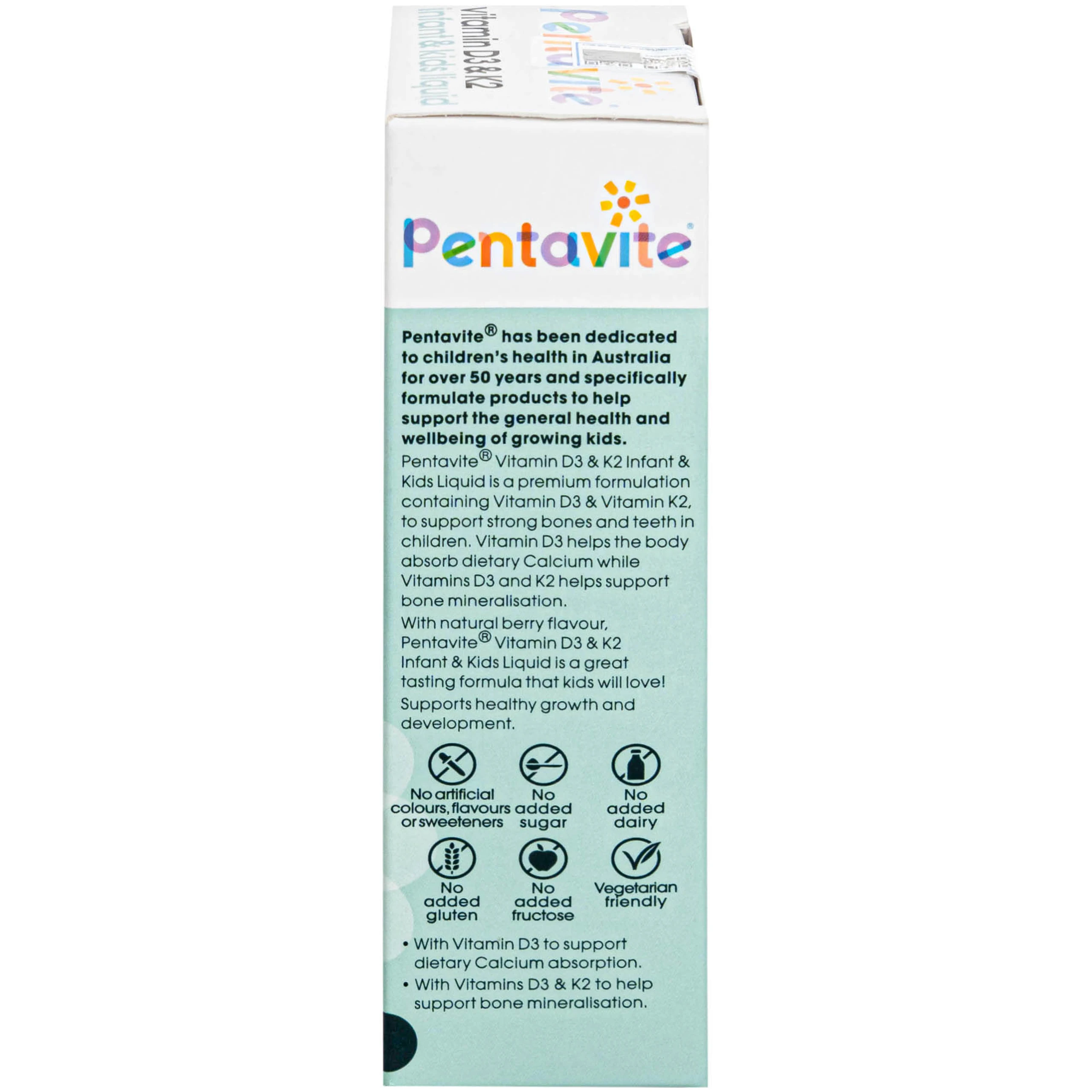 Siro hỗ trợ xương và răng chắc khoẻ Pentavite Vitamin D3 & K2 Infant & Kid liquid 30ml