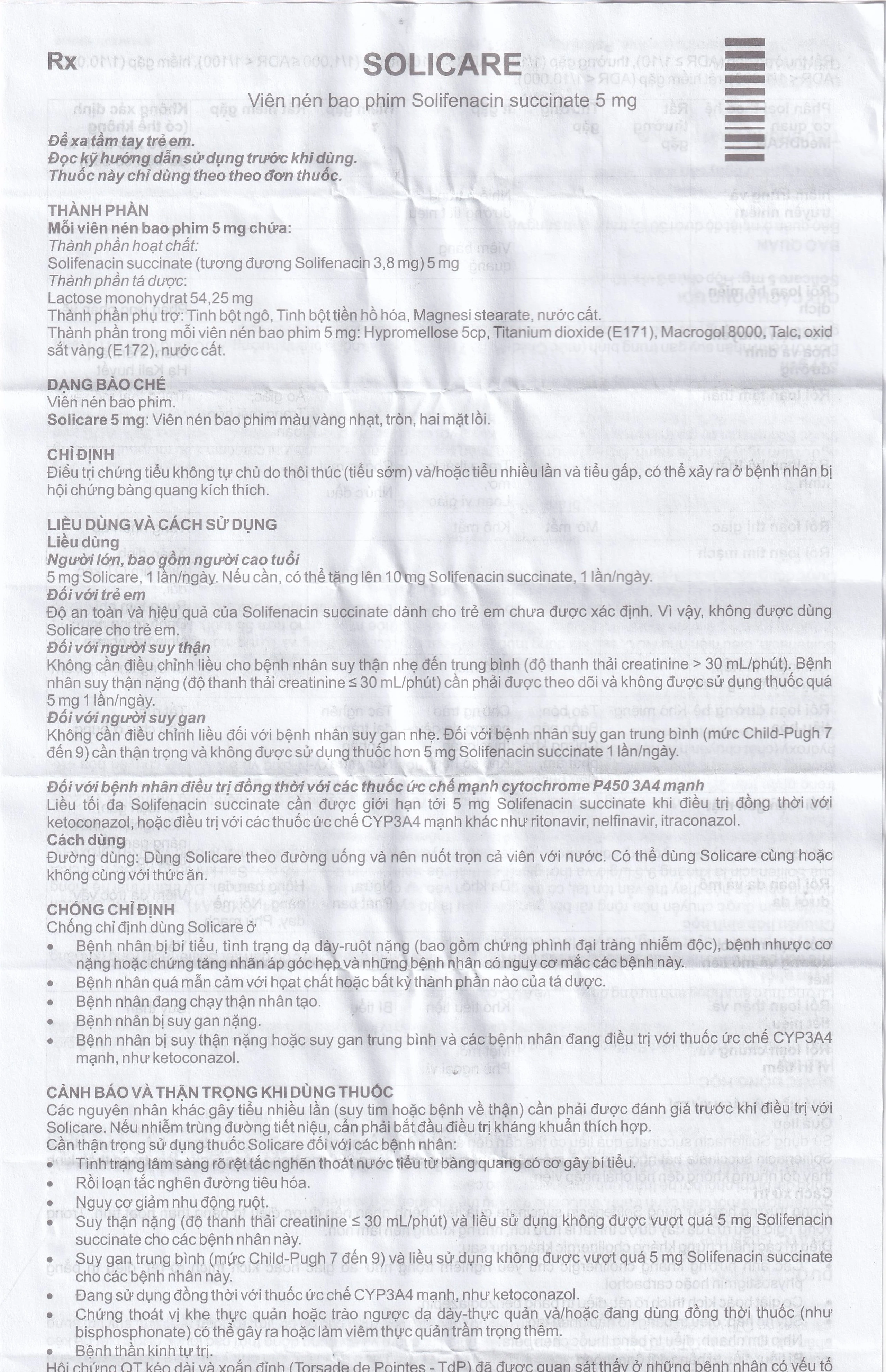 Thuốc Solicare 5mg Genepharm điều trị tiểu không kiểm soát do bàng quang kích thích (3 vỉ x 10 viên)