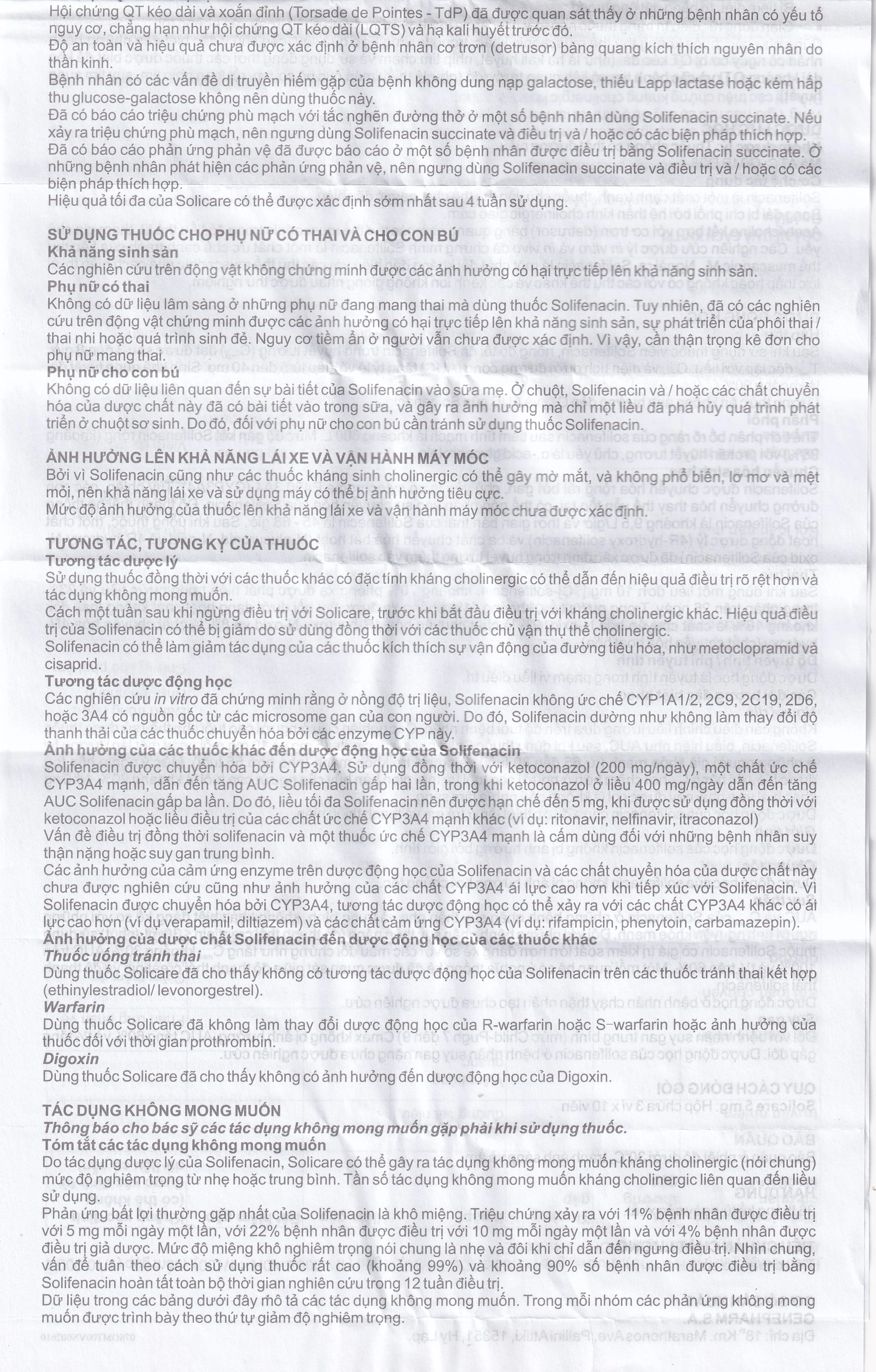 Thuốc Solicare 5mg Genepharm điều trị tiểu không kiểm soát do bàng quang kích thích (3 vỉ x 10 viên)