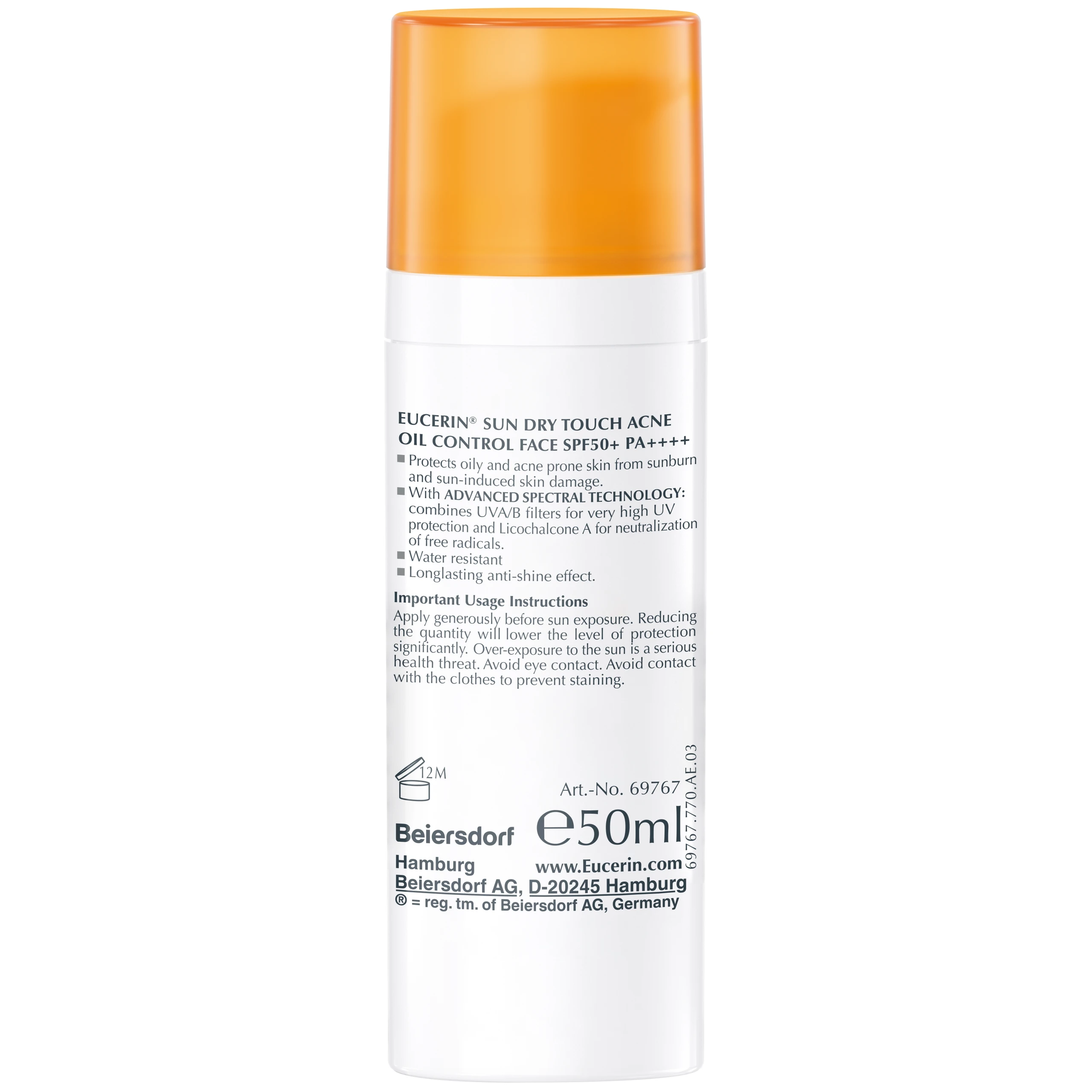 Kem chống nắng Eucerin Sun Dry Touch Oil Control SPF50+ PA+++ kiểm soát nhờn (50ml)