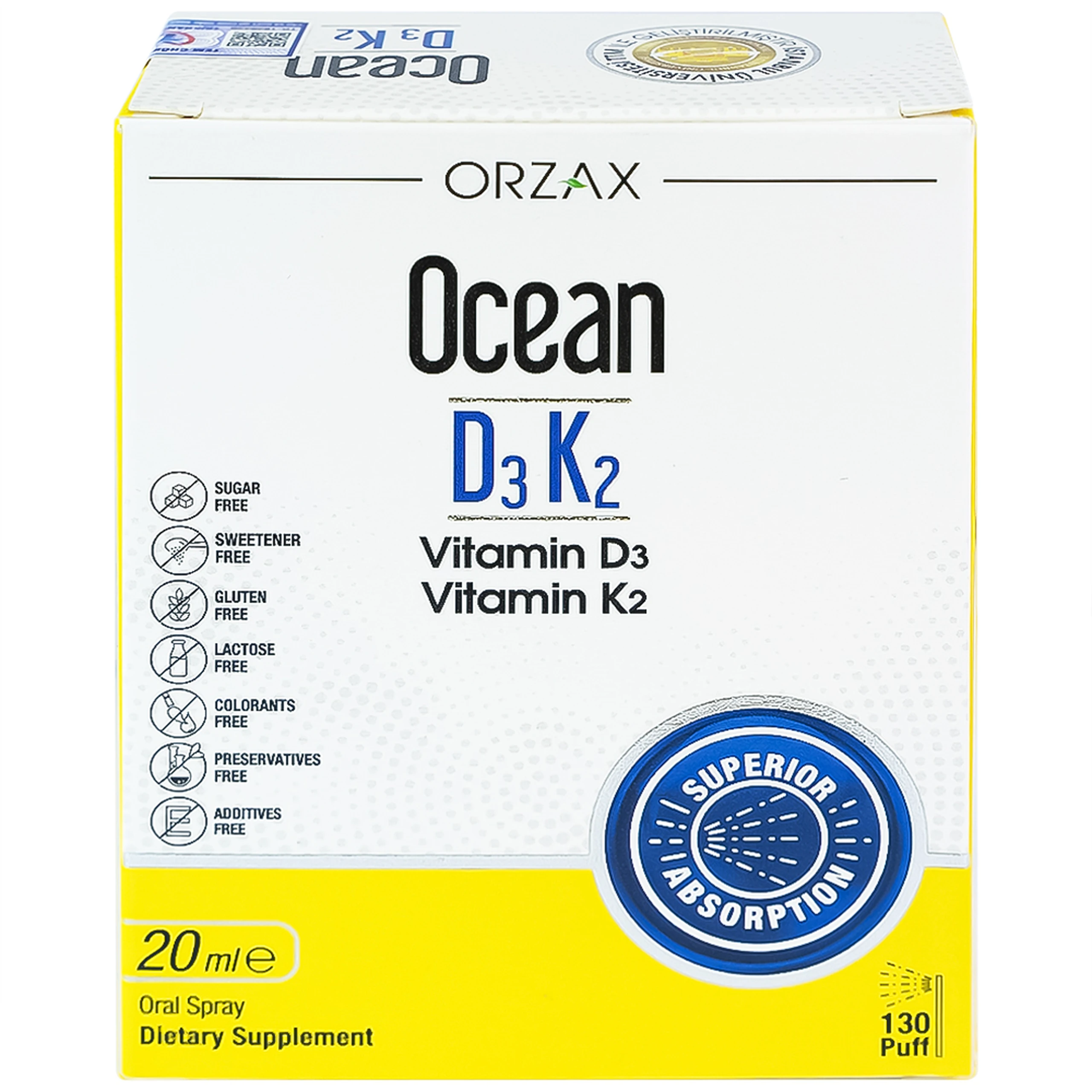 Siro giúp tăng cường hấp thu canxi Ocean D3K2 Orzax (20ml)