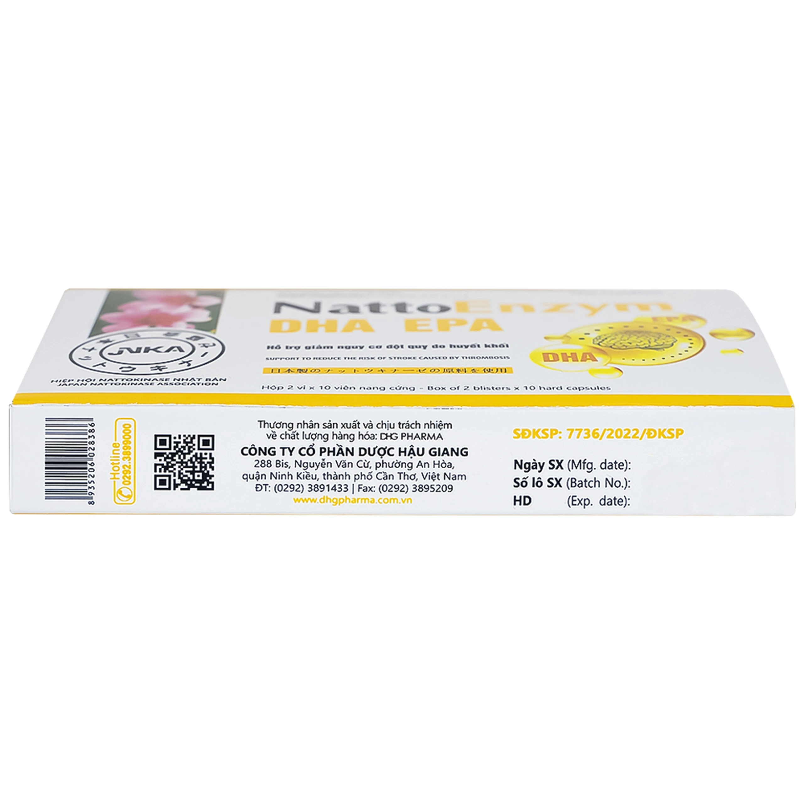 Viên uống NattoEnzym DHA EPA DHG Pharma hỗ trợ giảm nguy cơ đột quỵ do huyết khối (2 vỉ x 10 viên)