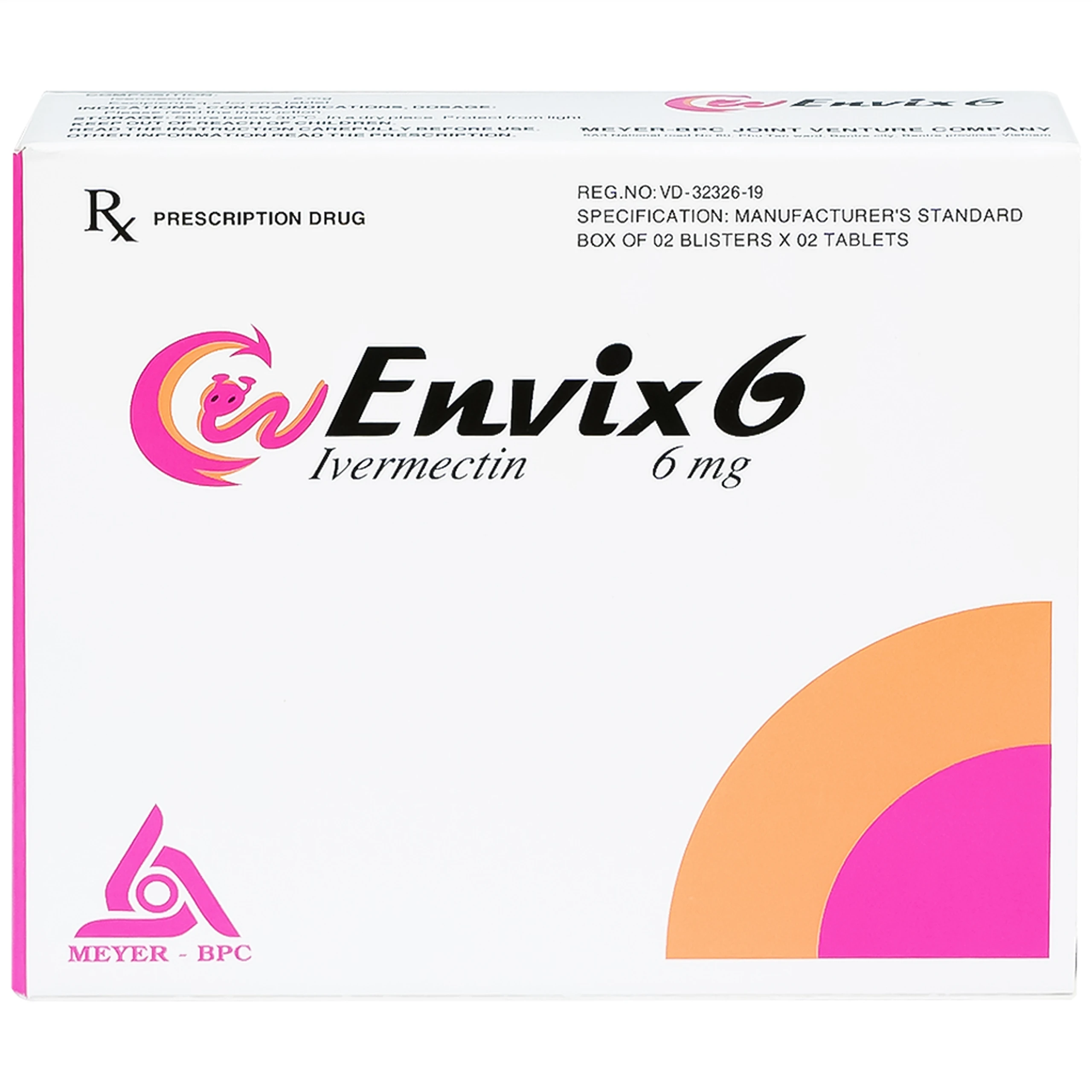 Thuốc Envix 6 Meyer - BPC điều trị giun chỉ Onchocerca, giun lươn ở ruột (2 vỉ x 2 viên)