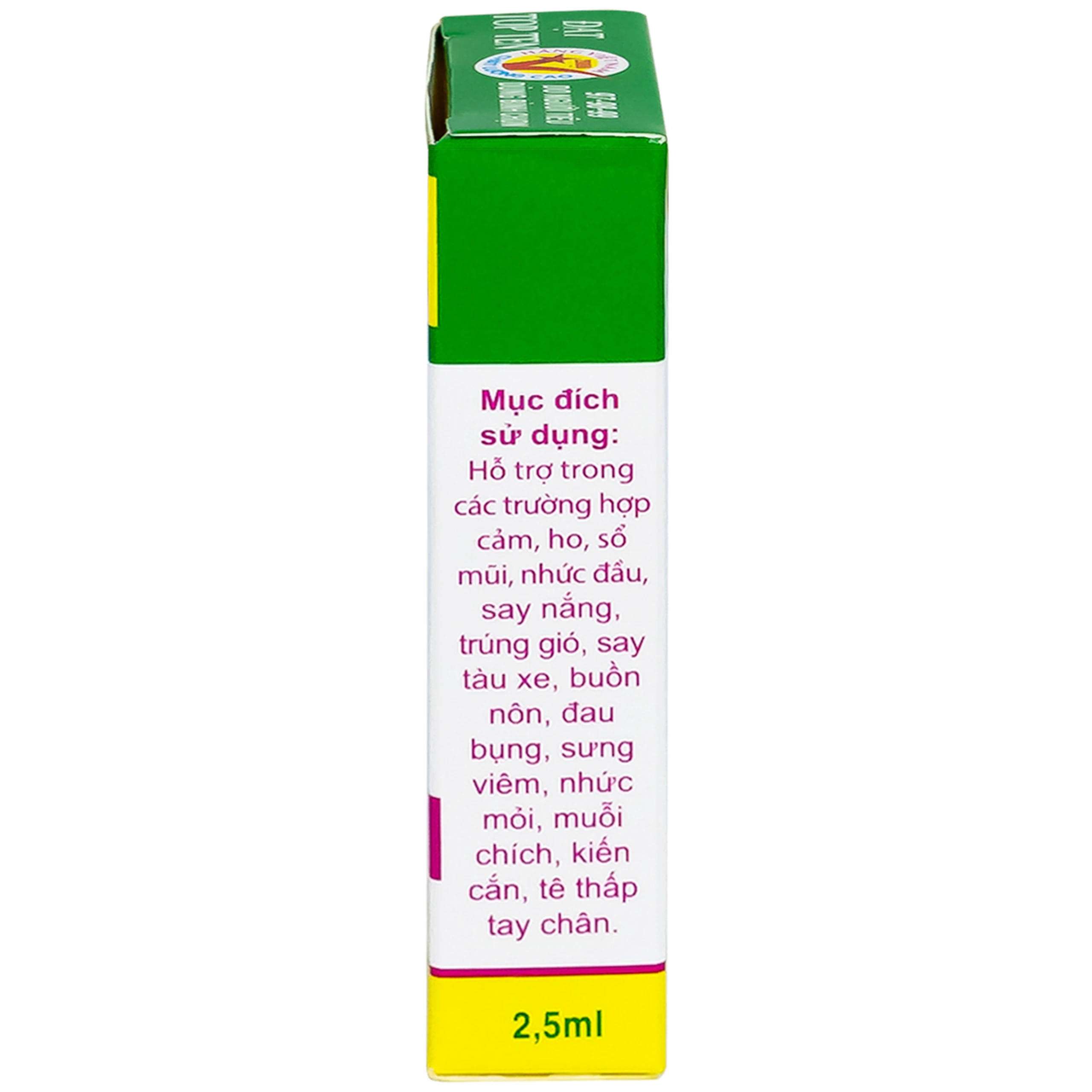 Dầu gió Trường Sơn 2.5ml giúp giảm cảm cúm, nghẹt mũi, chóng mặt, đau đầu