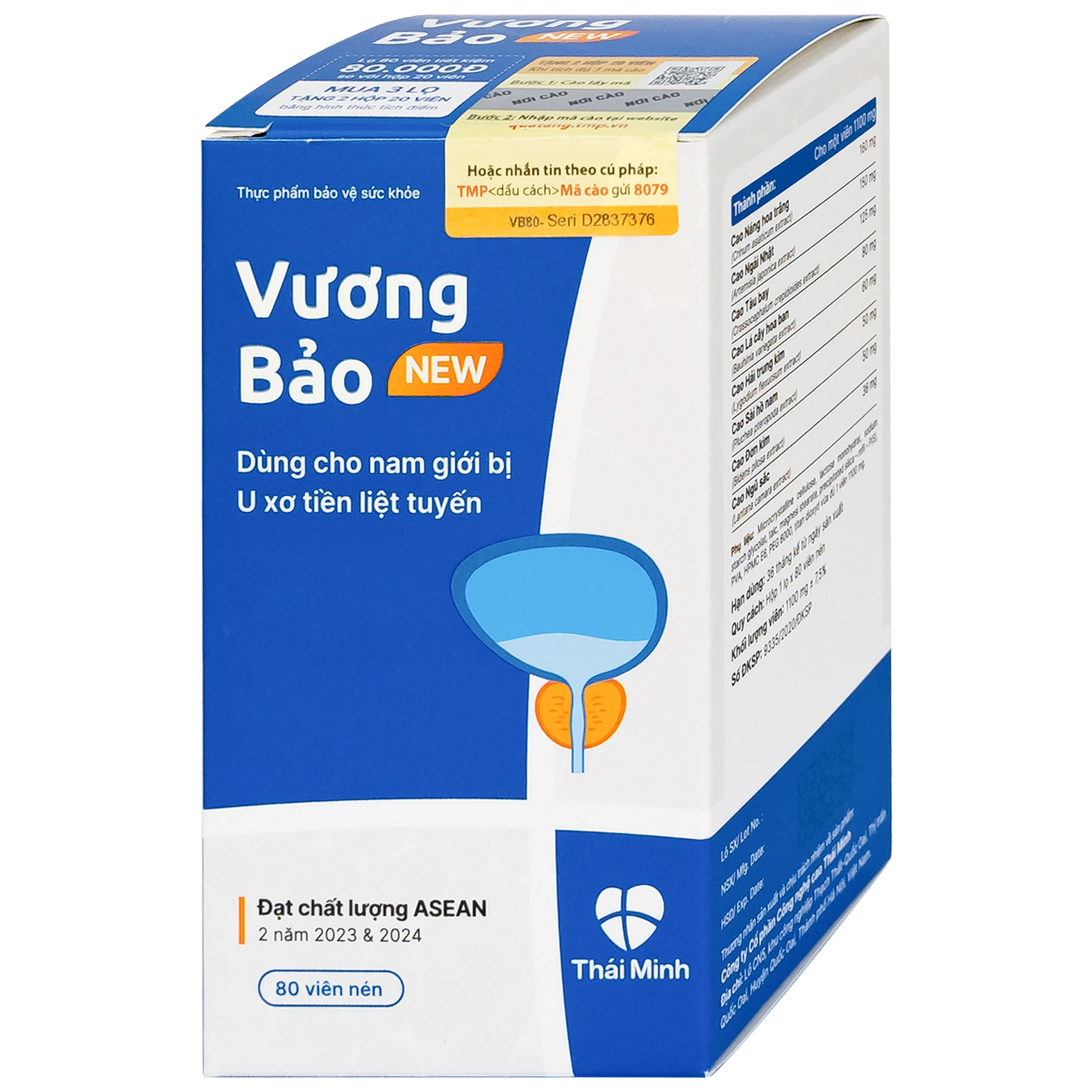 Viên uống giảm u xơ tiền liệt tuyến Vương Bảo (80 viên)