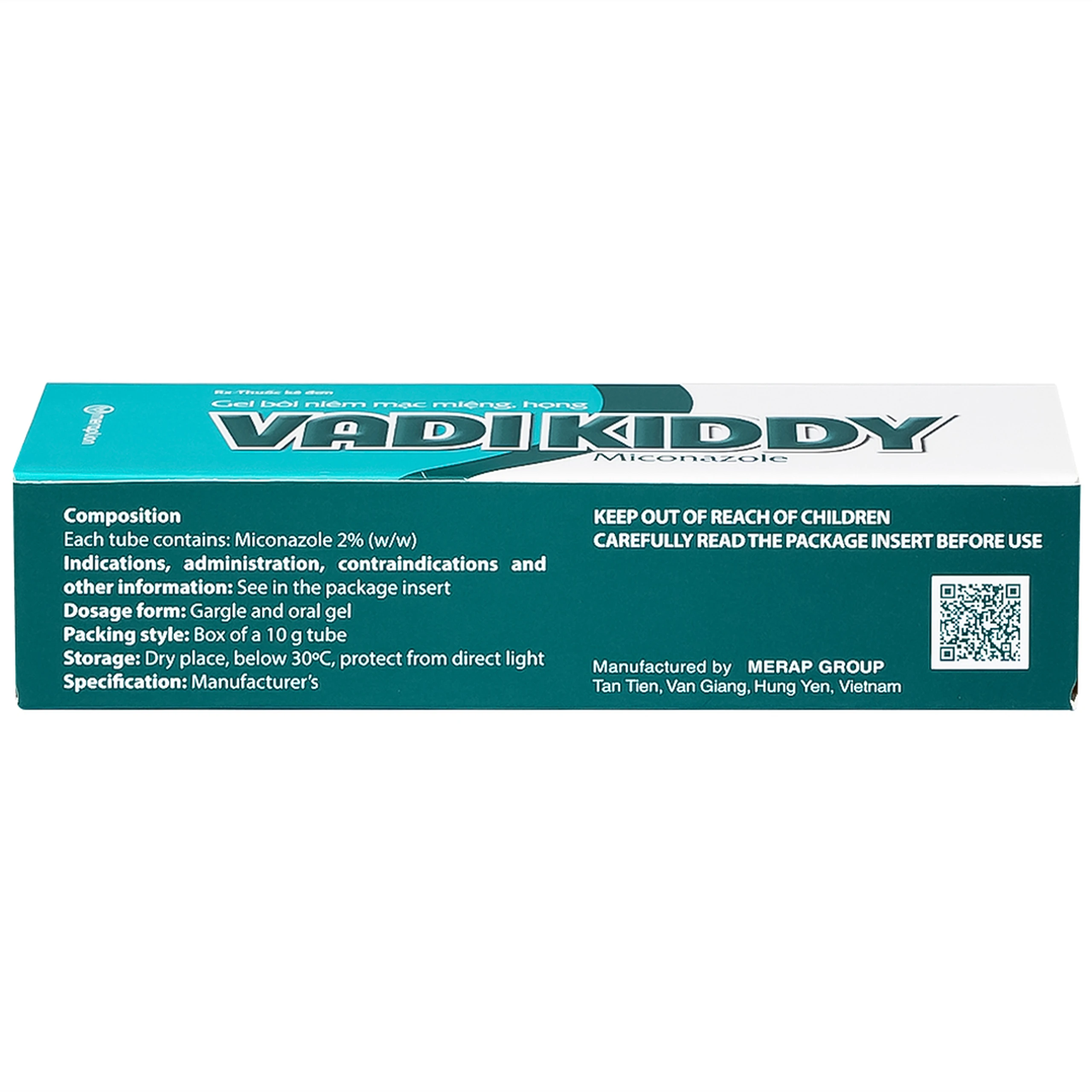 Gel niêm mạc miệng họng Vadikddy 10g Merap Gel điều trị nấm candida