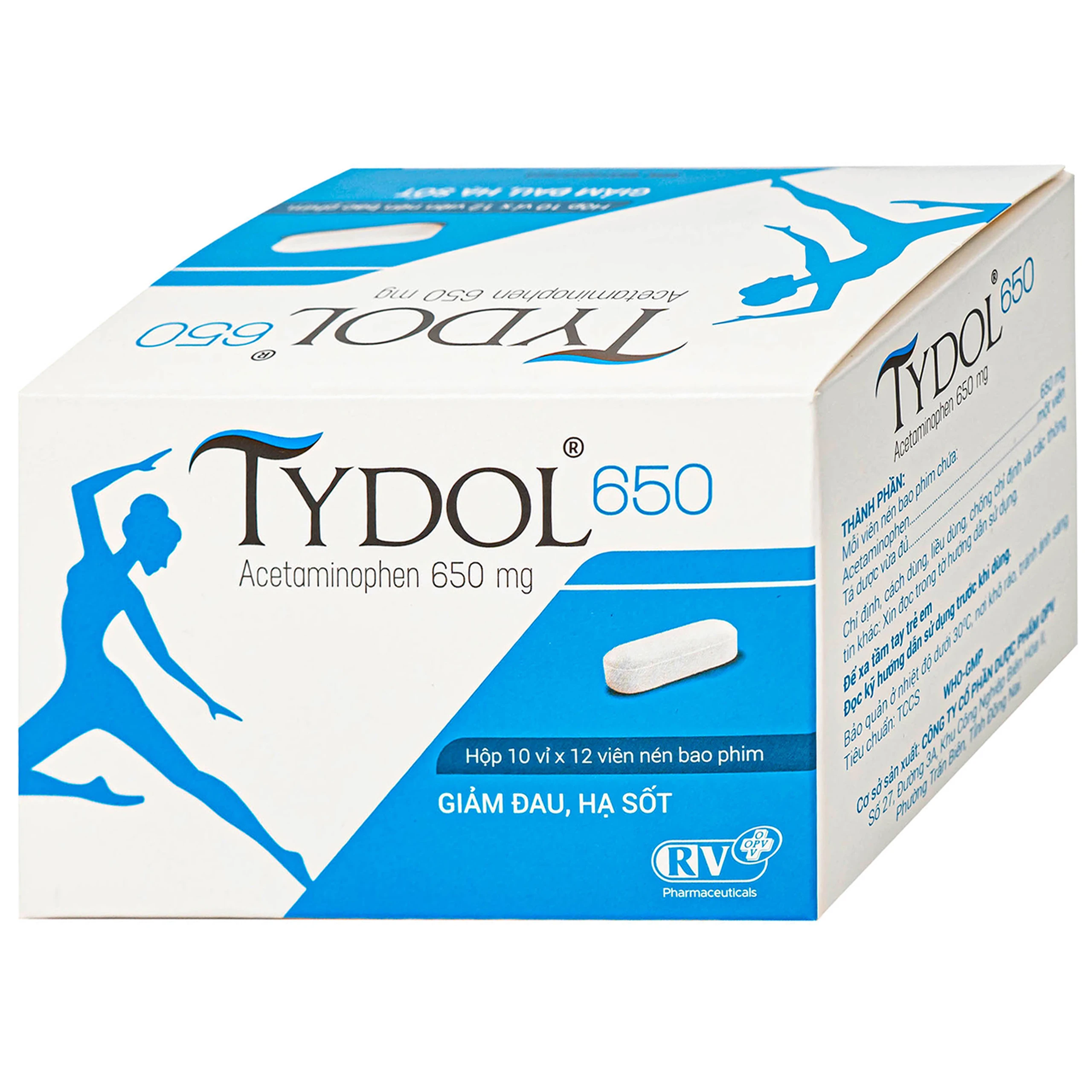 Thuốc Tydol 650 OPV giảm đau và hạ sốt từ nhẹ đến trung bình (10 vỉ x 12 viên)
