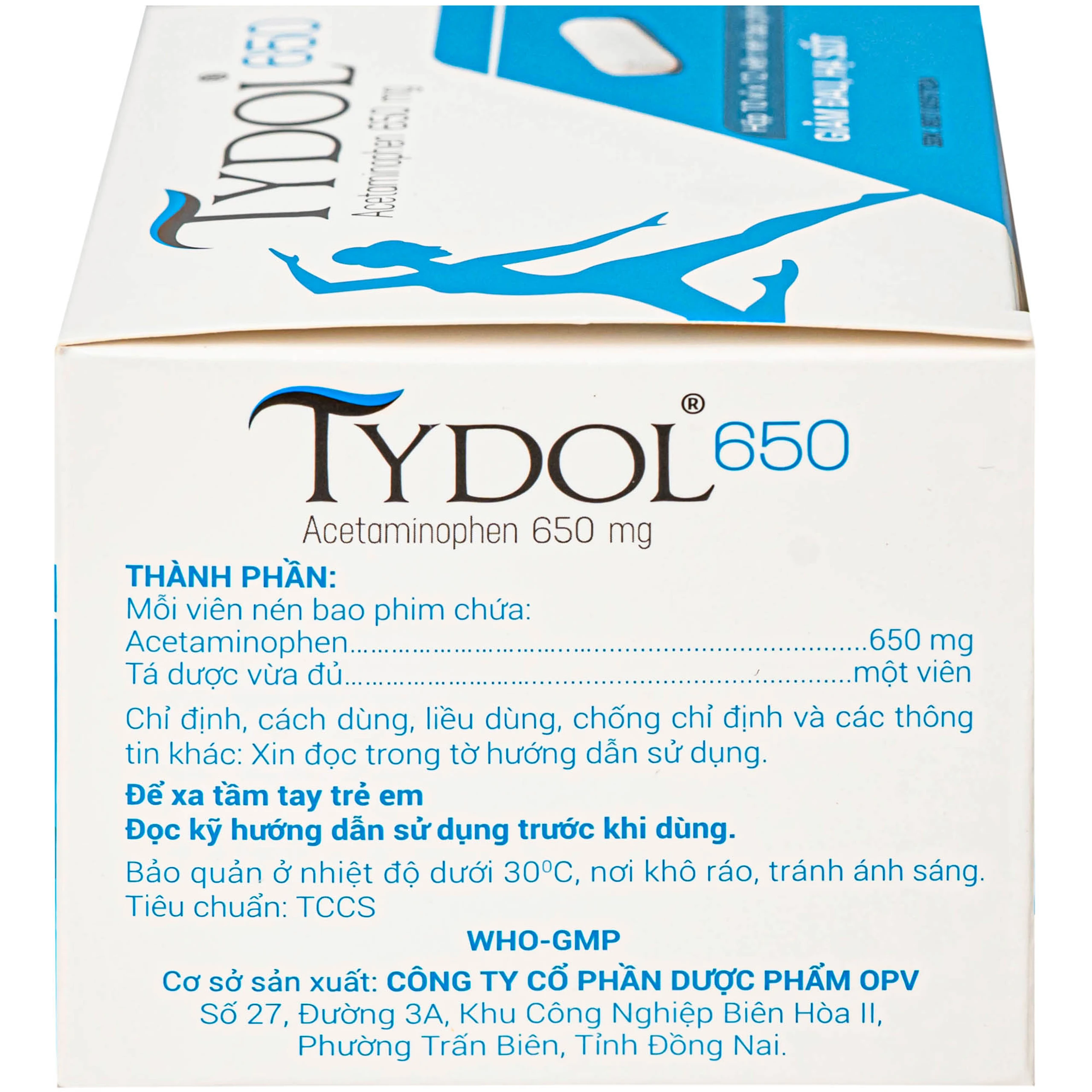 Thuốc Tydol 650 OPV giảm đau và hạ sốt từ nhẹ đến trung bình (10 vỉ x 12 viên)