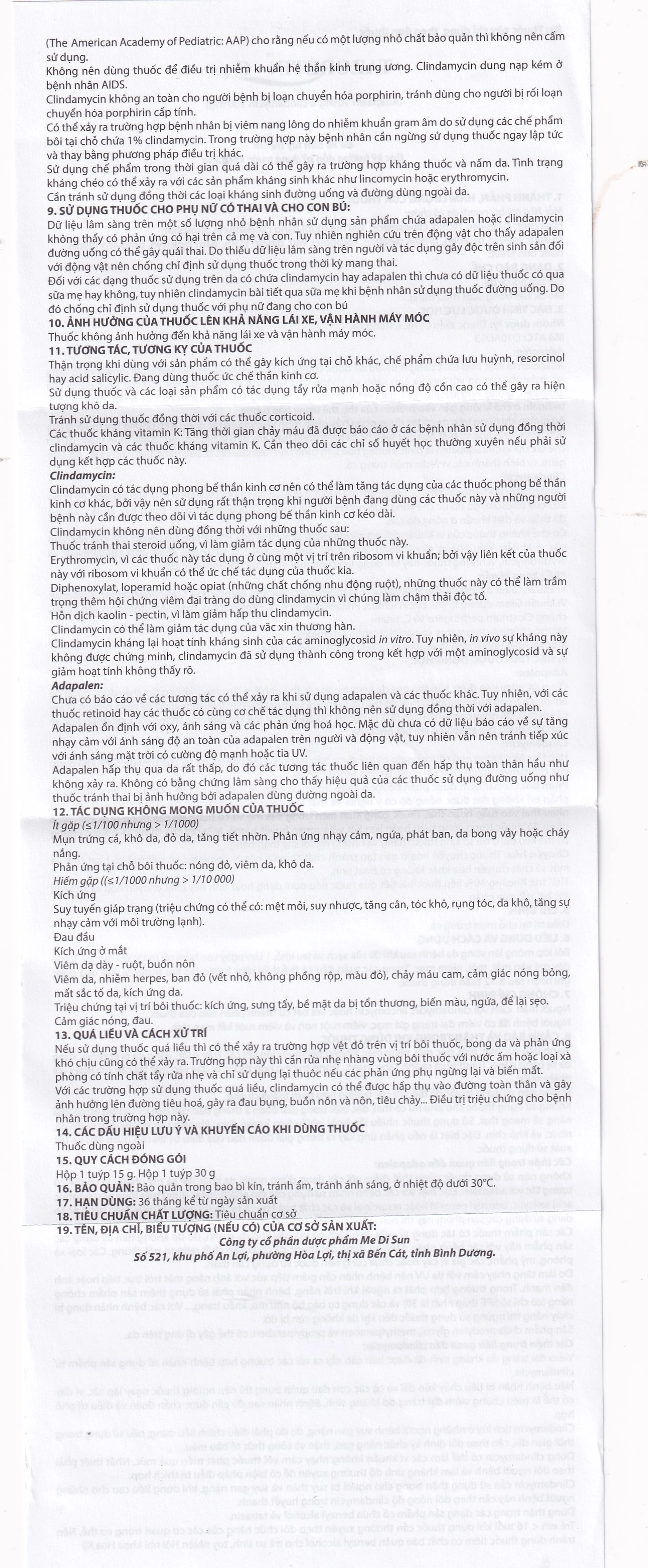 Thuốc bôi ngoài da Tazoretin - C Gel 15g Medisun điều trị tại chỗ mụn trứng cá