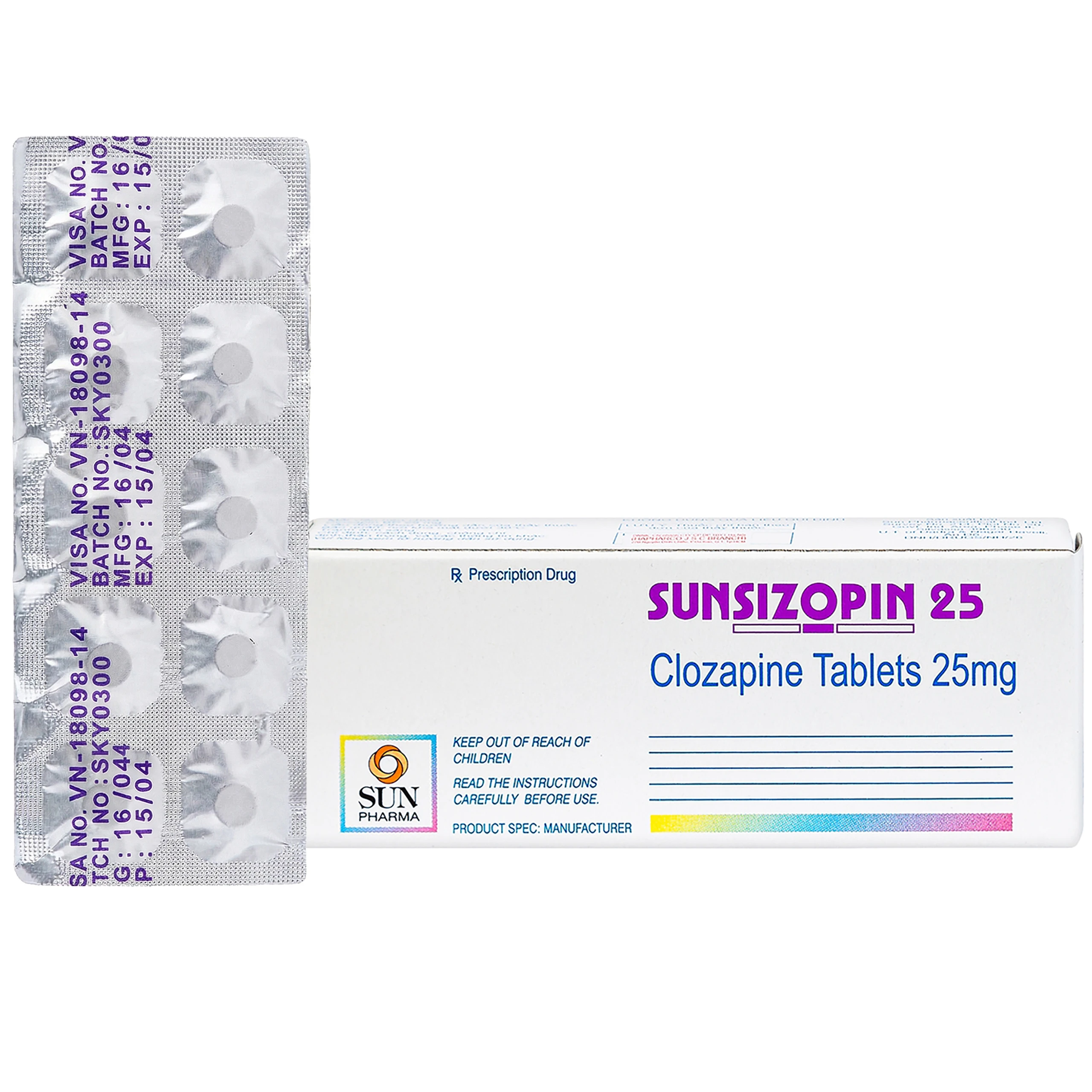 Thuốc Sunsizopin 25 Sun Pharma điều trị chứng tâm thần phân liệt (5 vỉ x 10 viên)
