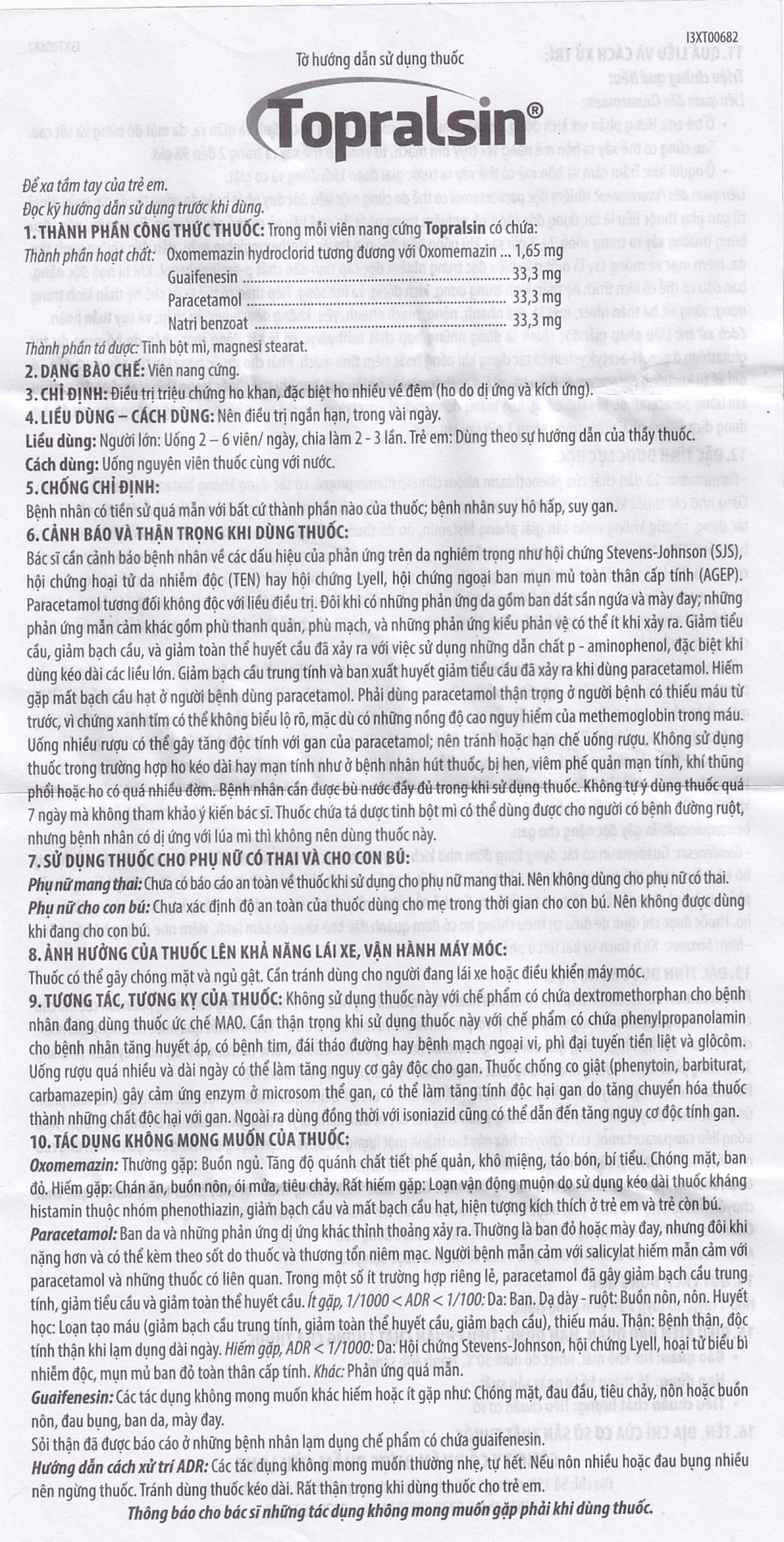 Thuốc Topralsin Benovas điều trị triệu chứng ho khan, ho do dị ứng và kích ứng (24 viên)