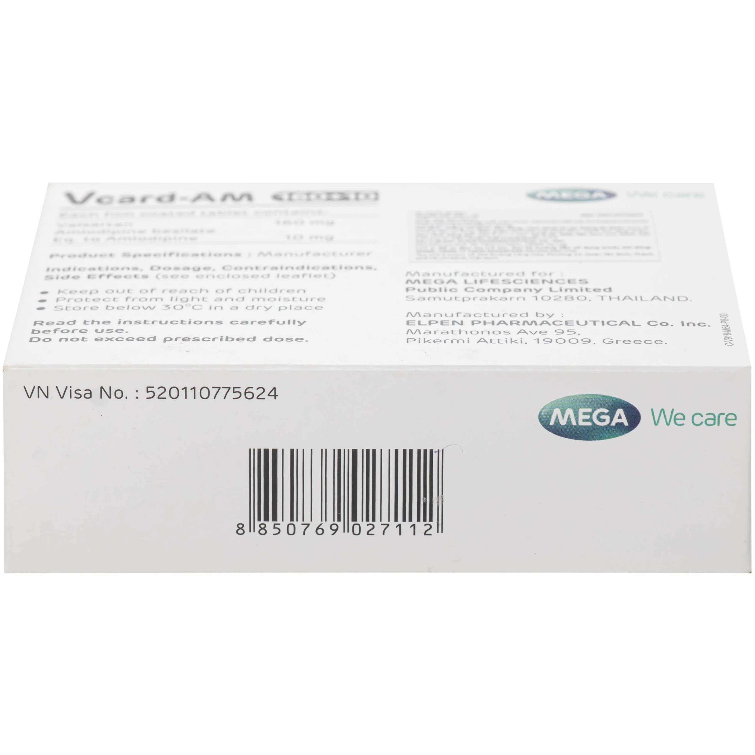 Thuốc Vcard-am 160/10mg Mega Điều trị tăng huyết áp vô căn (4 vỉ x 7 viên)