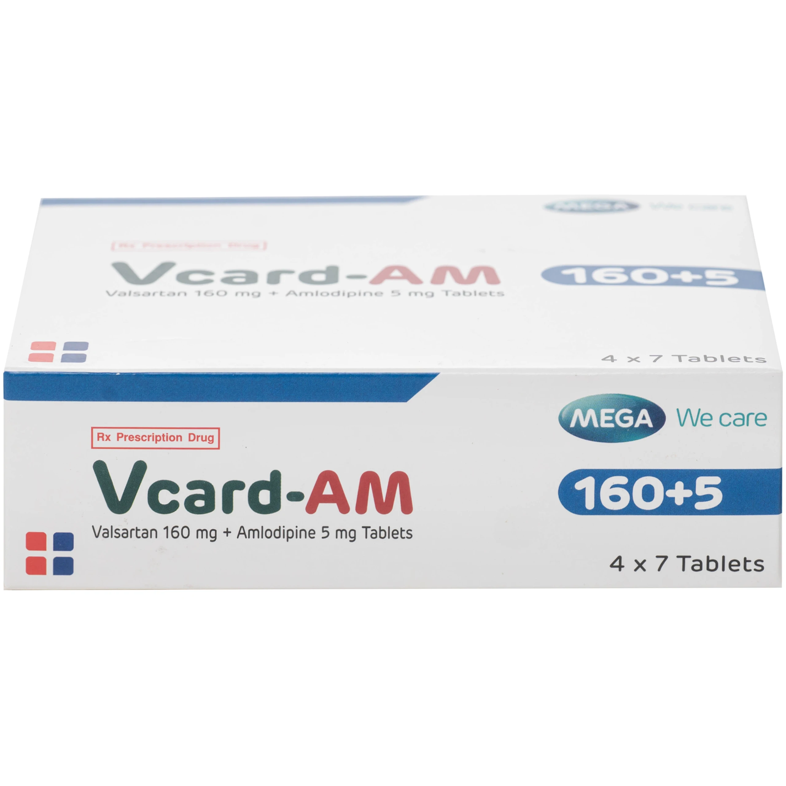 Thuốc Vcard-am 160/5mg Mega Điều trị tăng huyết áp vô căn (4 vỉ x 7 viên)