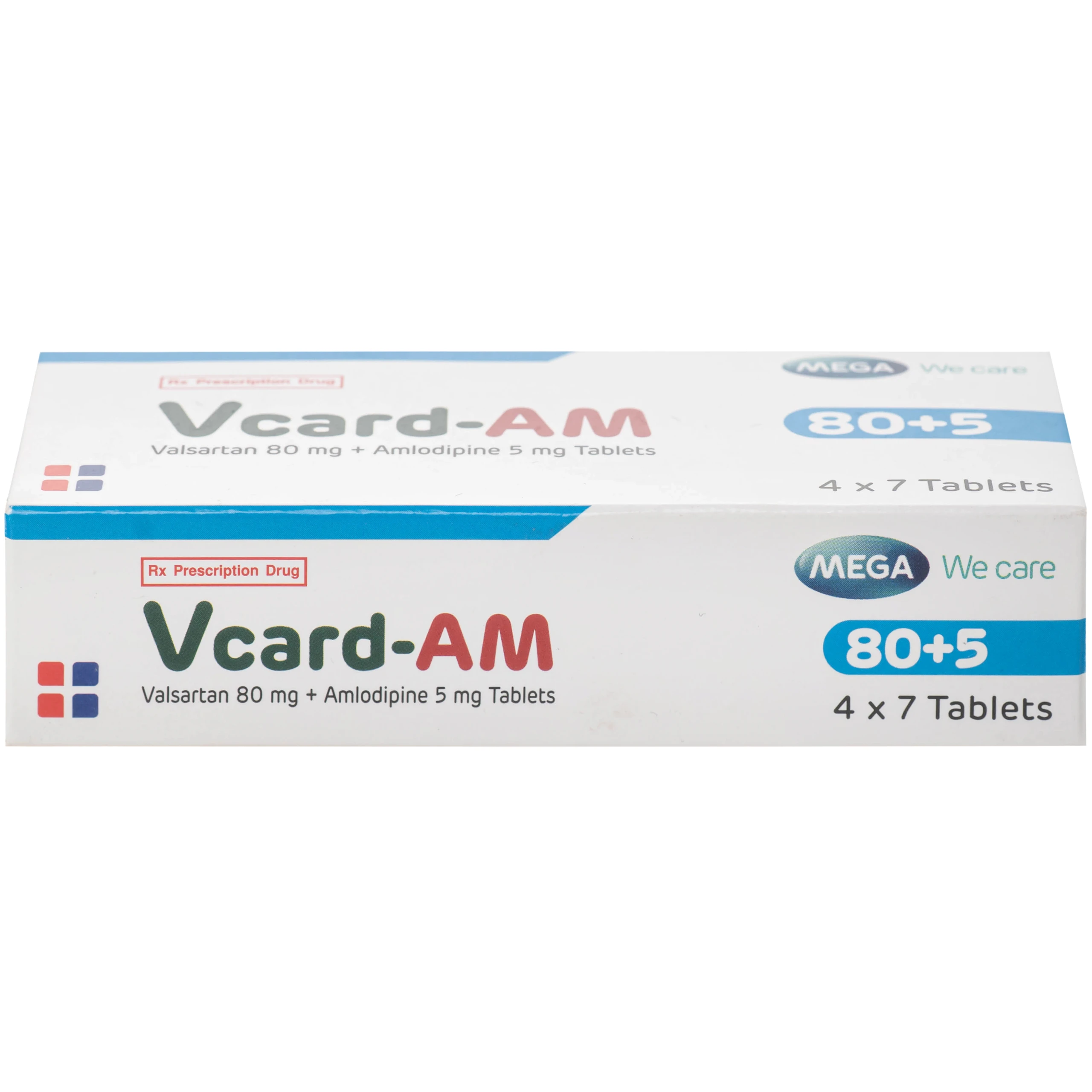 Thuốc Vcard-am 80+5mg Mega Điều trị tăng huyết áp vô căn (4 vỉ x 7 viên)