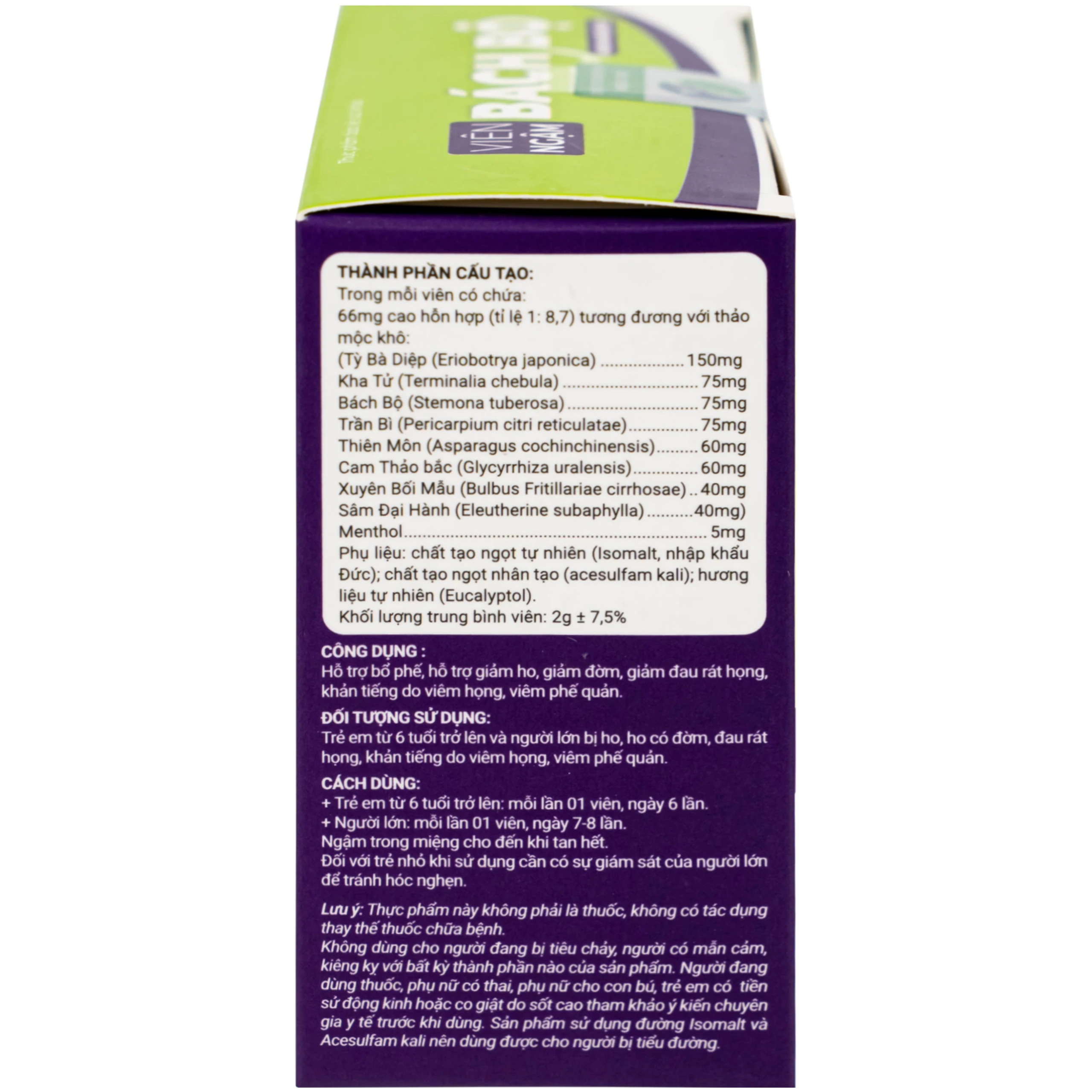 Viên ngậm Bách Bộ Momandbaby 5 vỉ x 4 viên