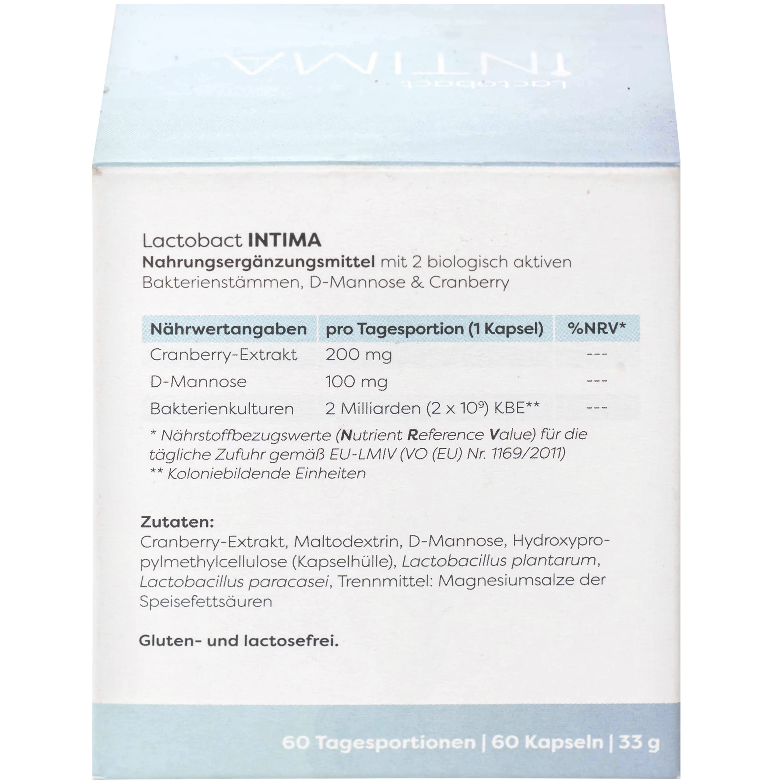 Viên uống bổ sung lợi khuẩn, D-mannose, việt quất cho phụ nữ Lactobact Intima (60 viên)