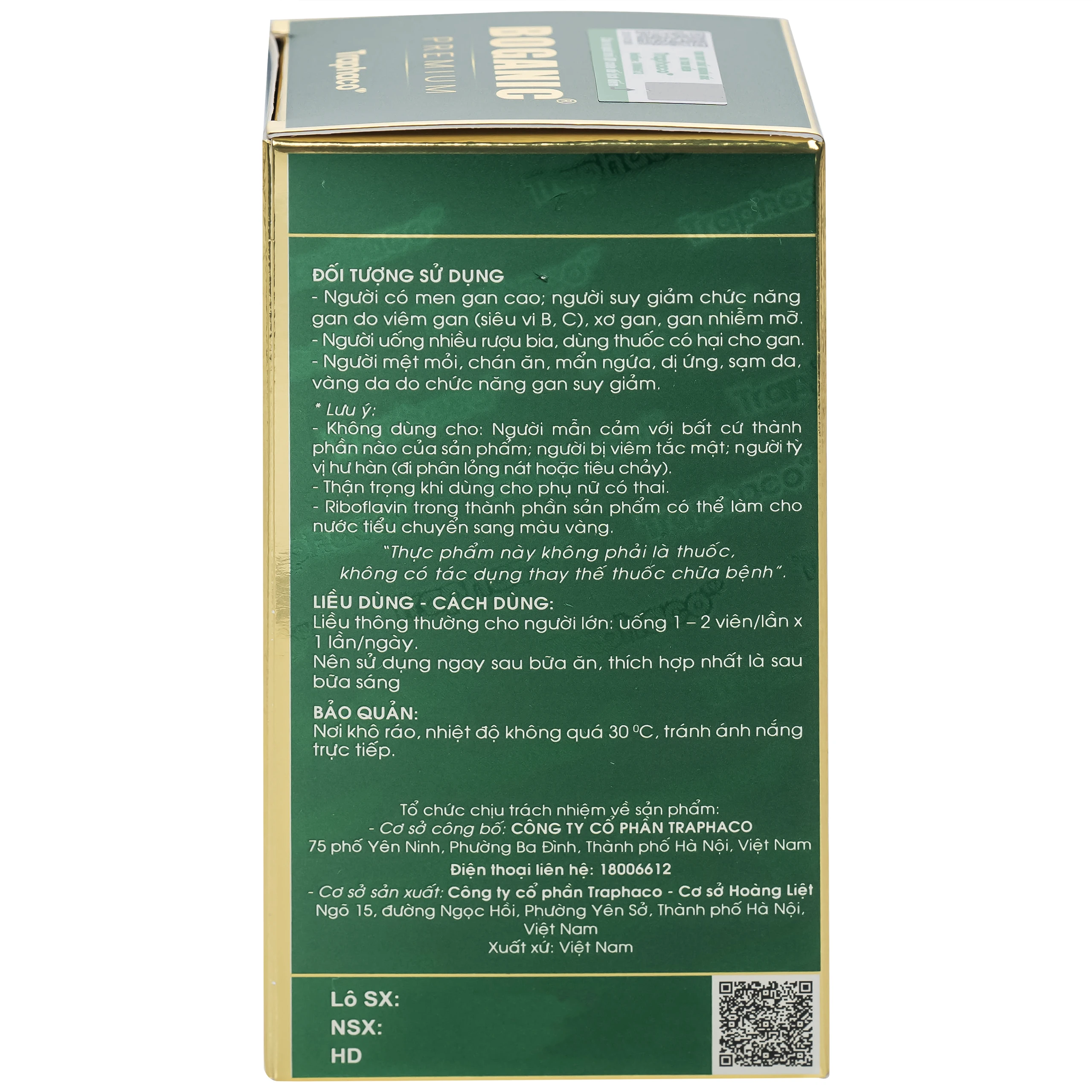 Viên uống hỗ trợ bổ gan, giải độc gan, bảo vệ tế bào gan, tăng cường chức năng gan Boganic Premium Traphaco (60 viên)