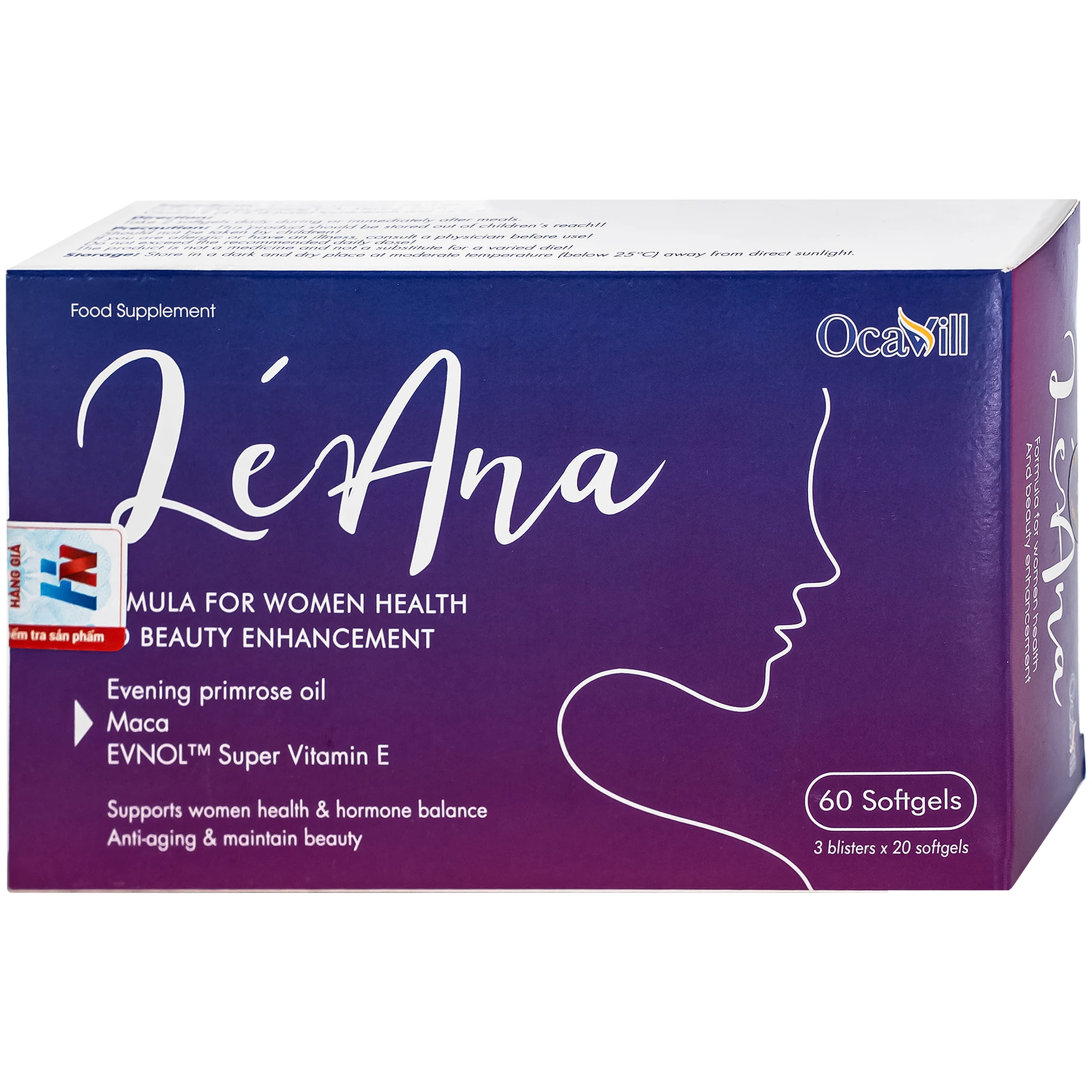 Viên uống giúp cải thiện triệu chứng tiền mãn kinh, cân bằng nội tiết tố, hạn chế lão hóa, giúp đẹp da Léana Ocavill(3 vỉ x 20 viên)