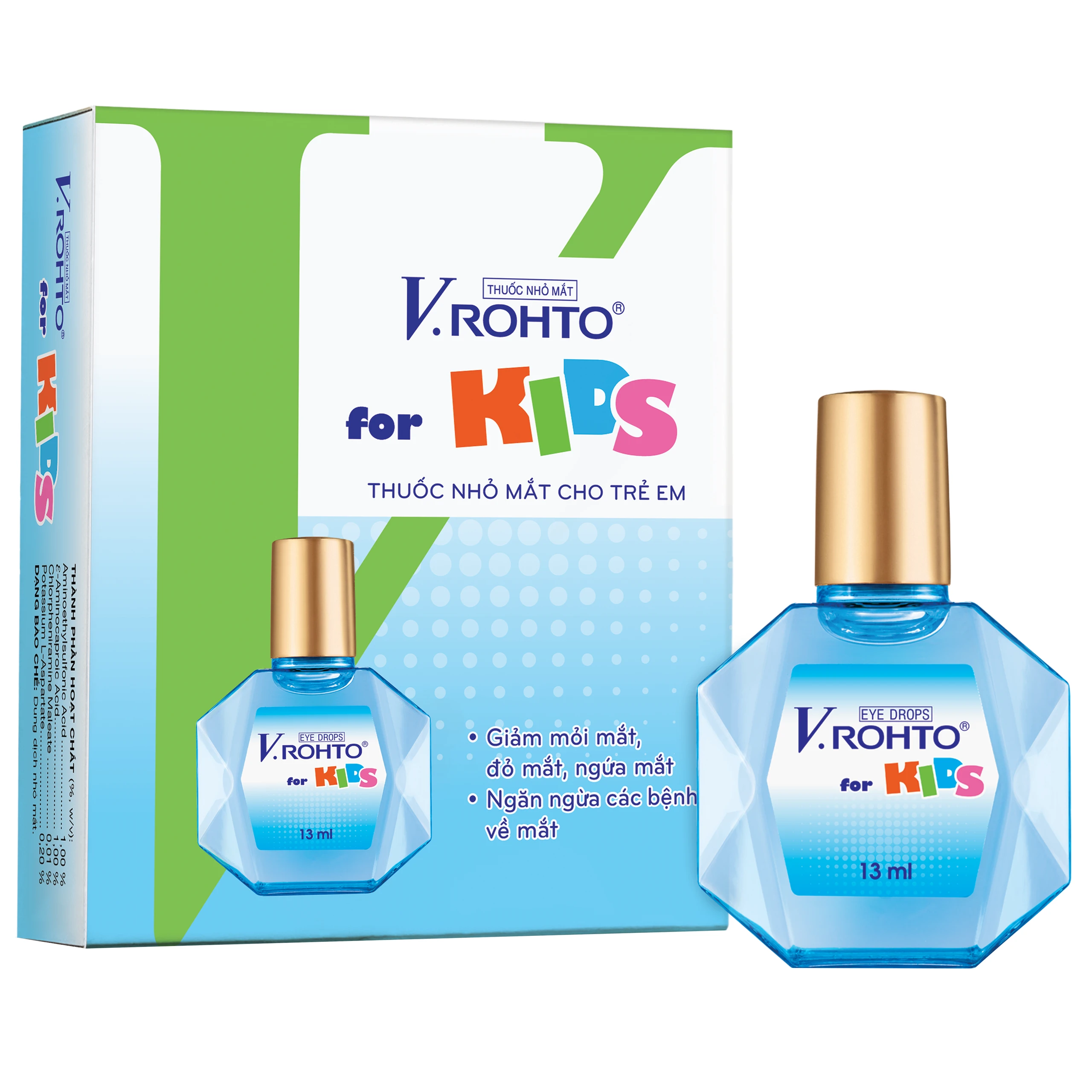 Thuốc nhỏ mắt V.Rohto For Kids giảm mỏi mắt, đỏ rát, ngứa mắt (13ml)
