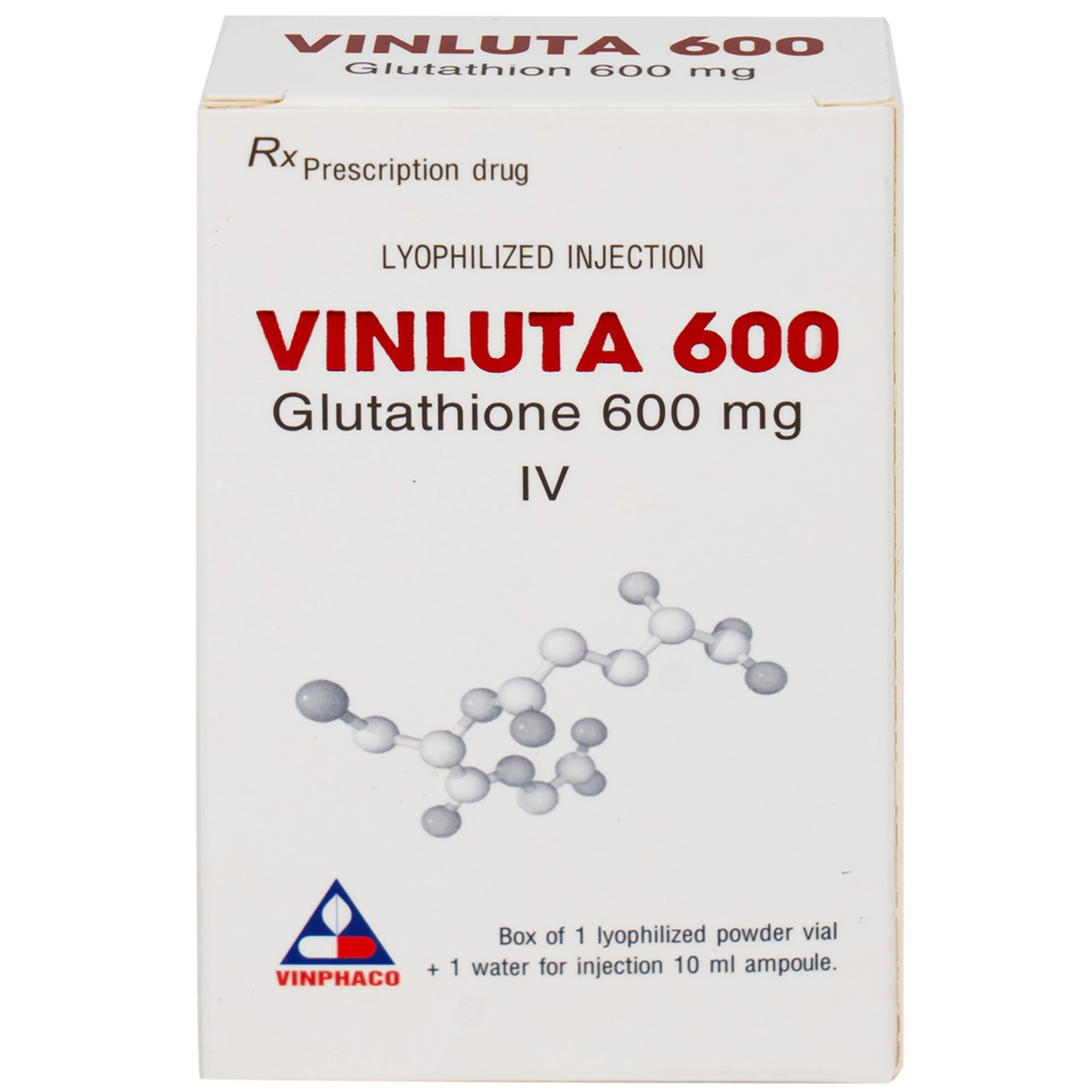 Thuốc tiêm Vinluta 600 Vinphaco giảm độc tính của xạ trị và hóa chất điều trị ung thư (1 lọ bột + 1 ống nước cất tiêm 10ml)