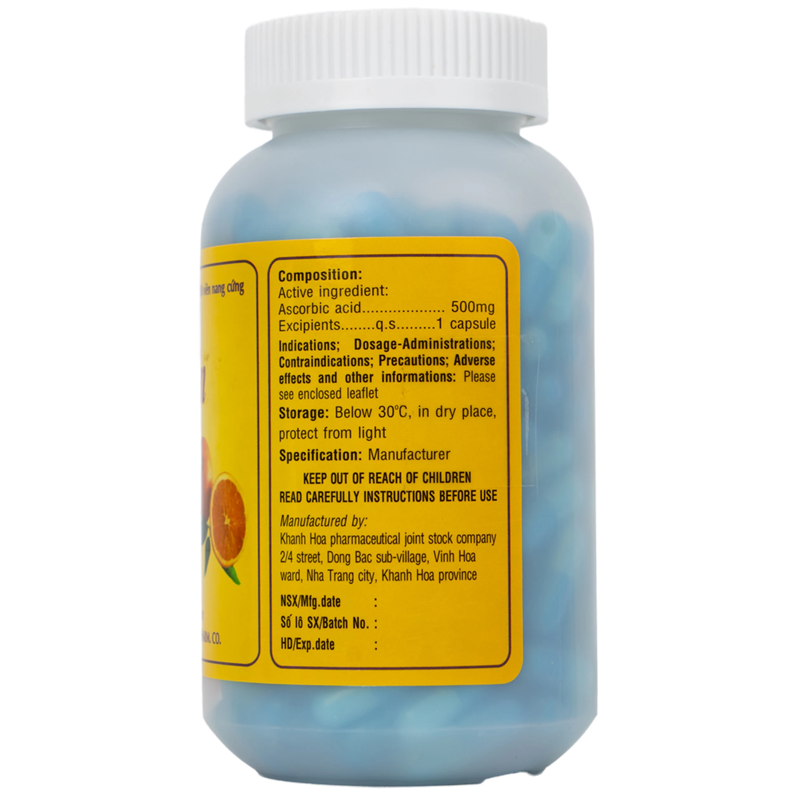 Thuốc Vitamin C 500mg Khapharco dự phòng và điều trị bệnh Scorbut (200 viên)