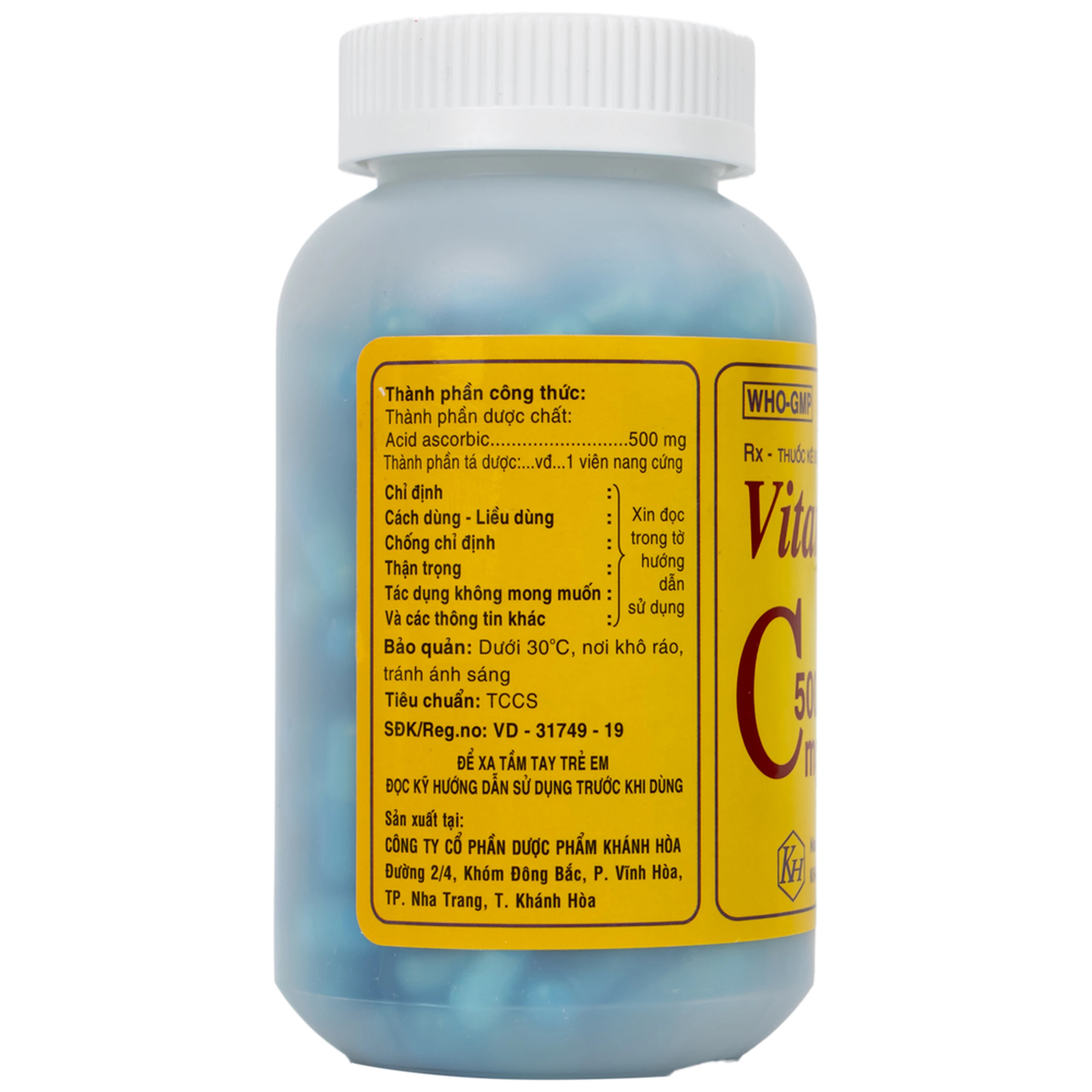 Thuốc Vitamin C 500mg Khapharco dự phòng và điều trị bệnh Scorbut (200 viên)