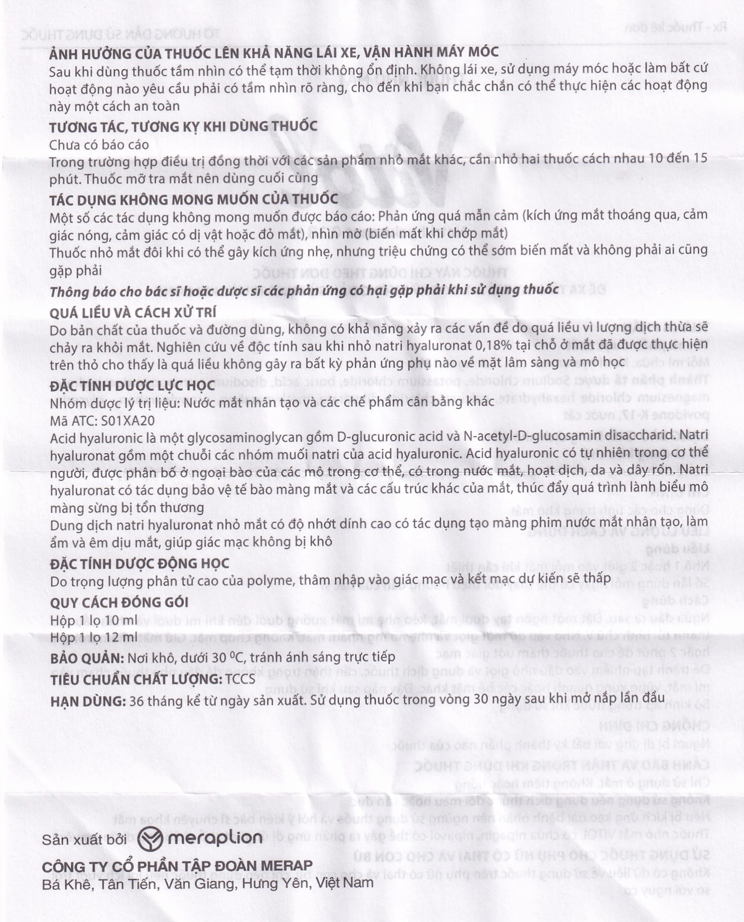 Thuốc nhỏ mắt Vitol 12ml Merap dùng cho các tình trạng khô mắt