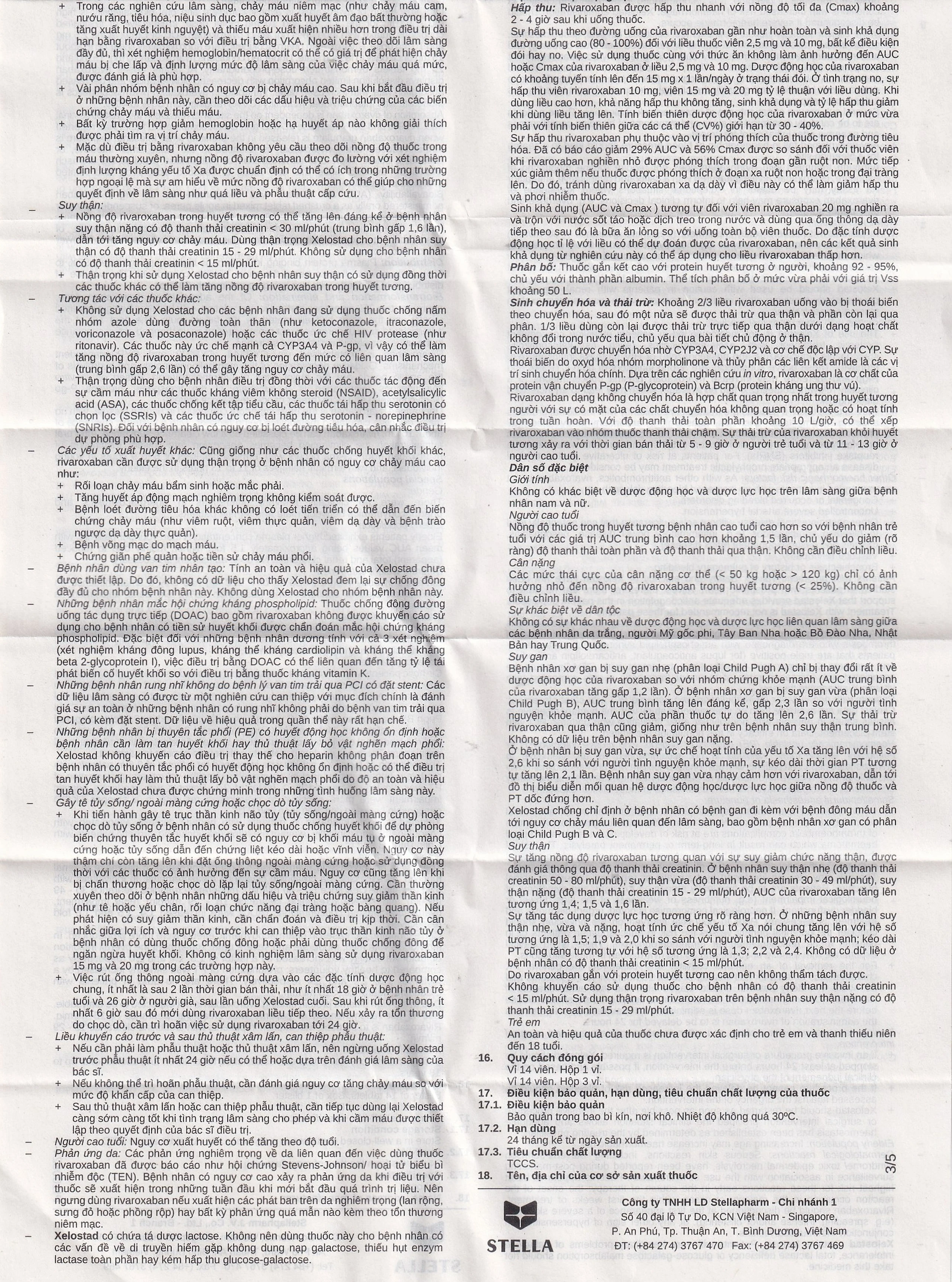 Thuốc Xelostad 2mg Stella dự phòng đột quỵ, thuyên tắc mạch toàn thân ( 1 vỉ 14 viên)