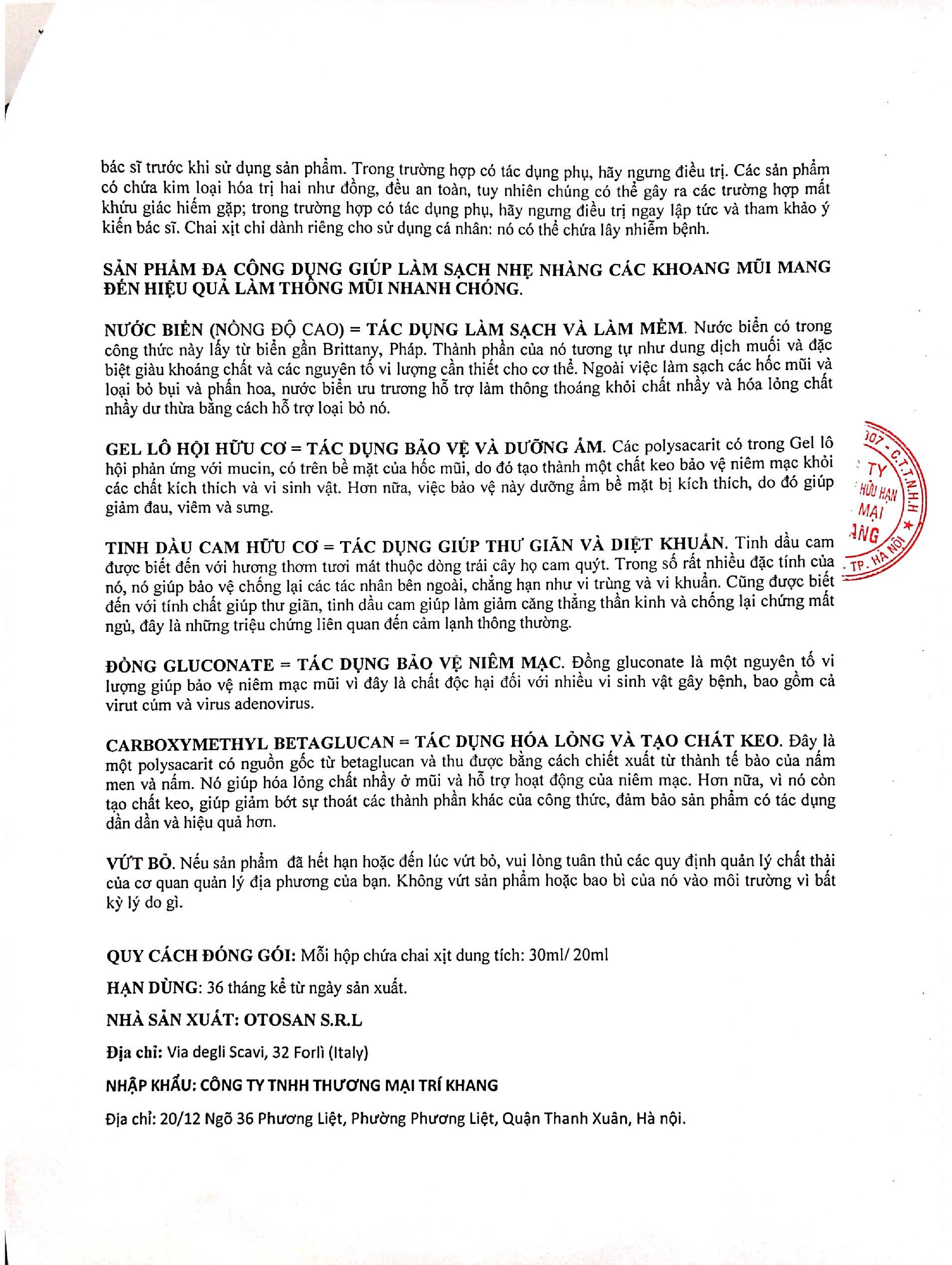 Xịt mũi trẻ em Otosan Nasal Spray Baby 20ml hỗ trợ điều trị viêm mũi,xoang cho trẻ