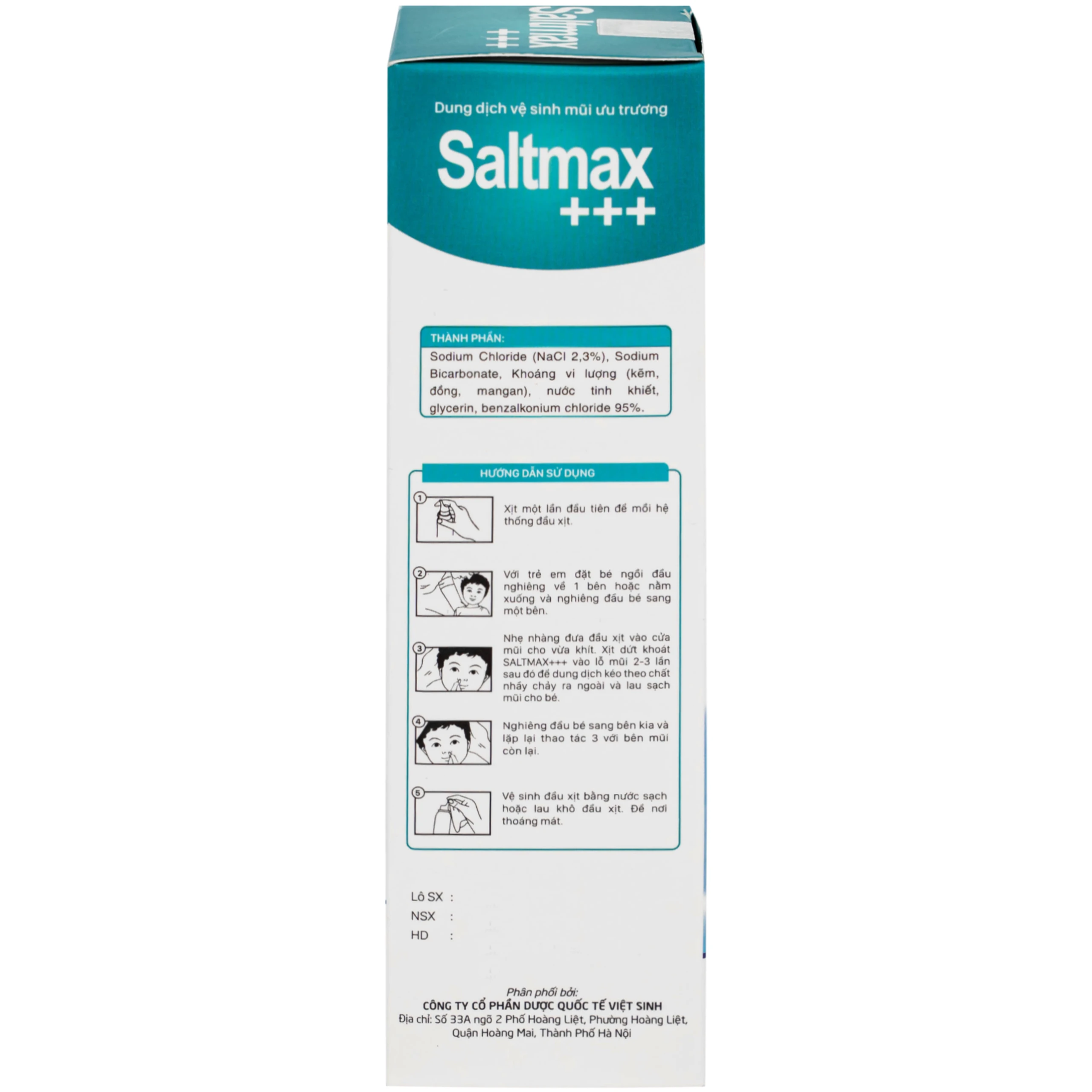 Xịt mũi Saltmax+++ 100ml giúp vệ sinh mũi, làm sạch chất nhầy