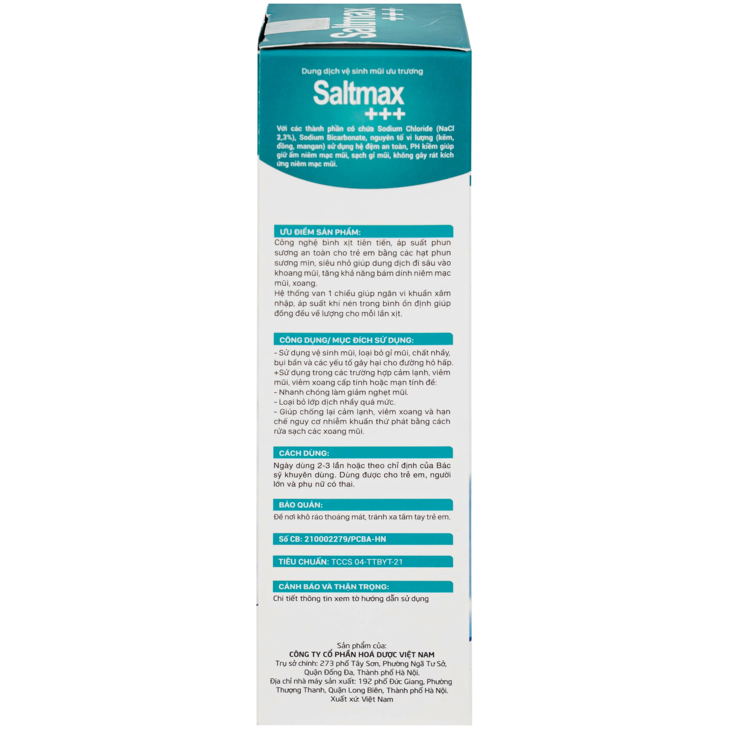 Xịt mũi Saltmax+++ 100ml giúp vệ sinh mũi, làm sạch chất nhầy