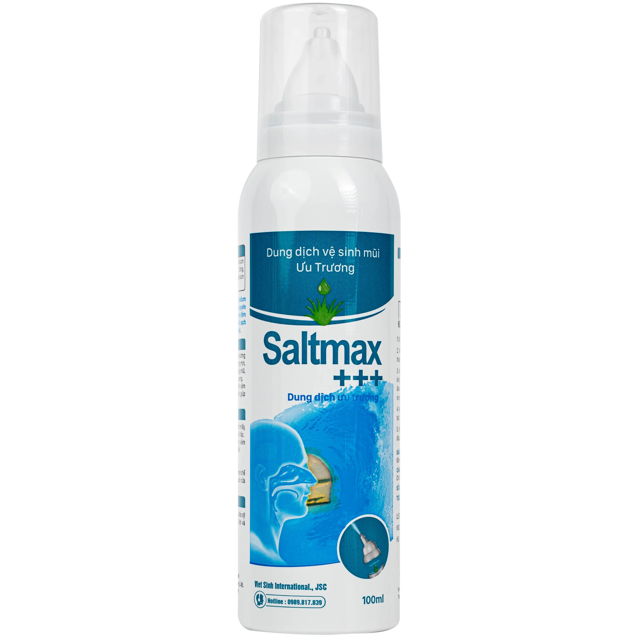 Xịt mũi Saltmax+++ 100ml giúp vệ sinh mũi, làm sạch chất nhầy
