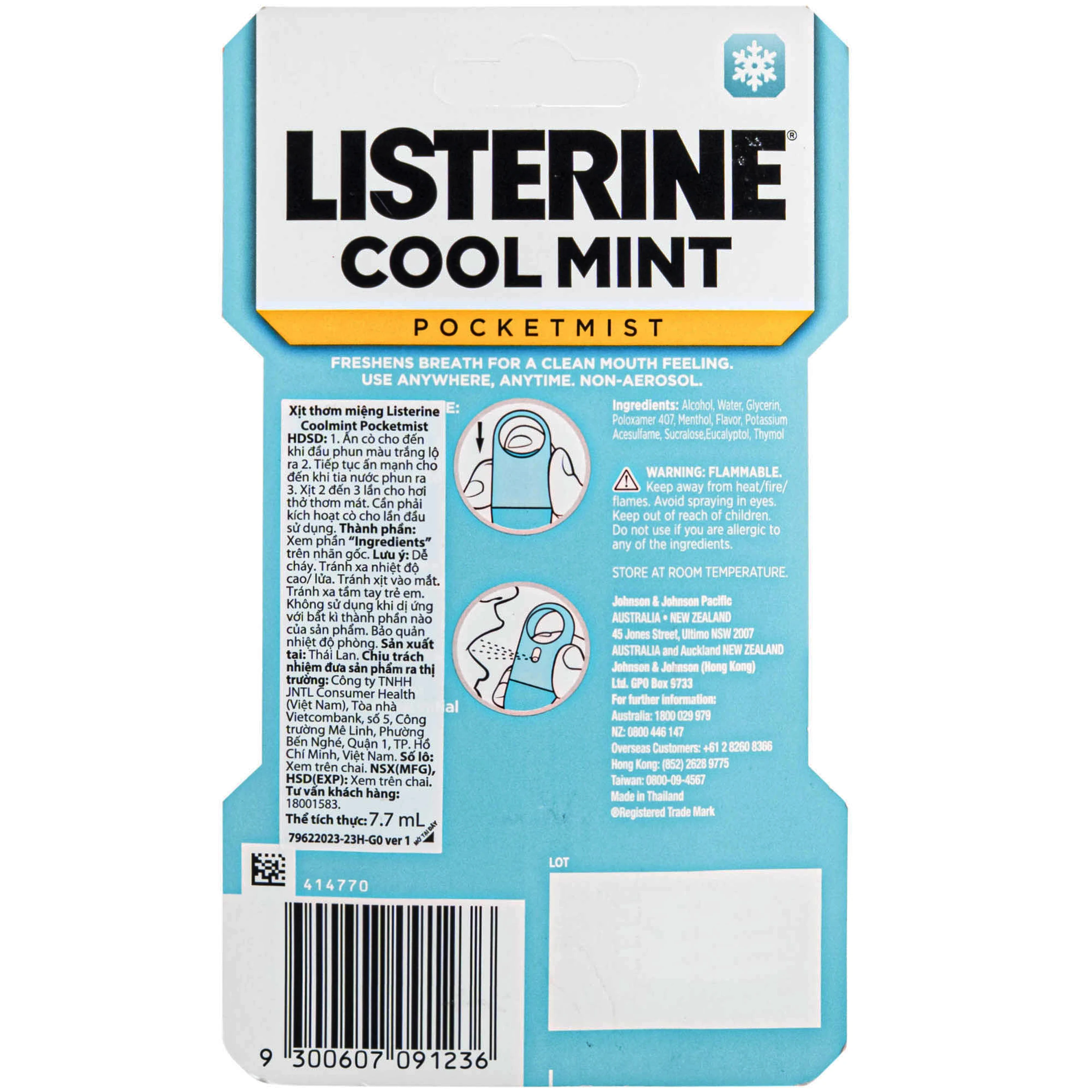 Xịt thơm miệng Listerine Coolmint Pocketmist 7.7ml