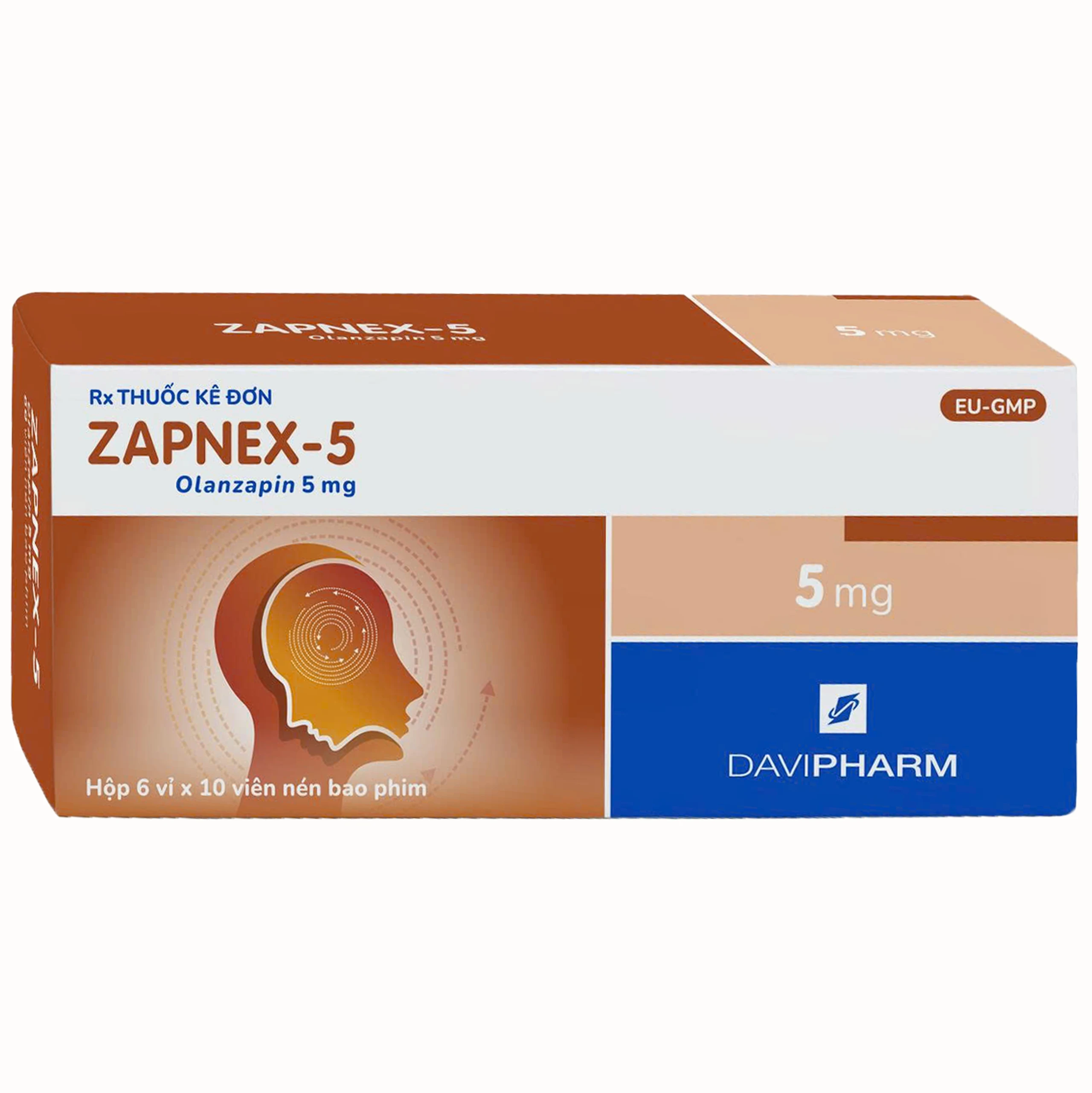 Thuốc Zapnex-5 DaviPharm điều trị tâm thần phân liệt (6 vỉ x 10 viên) 