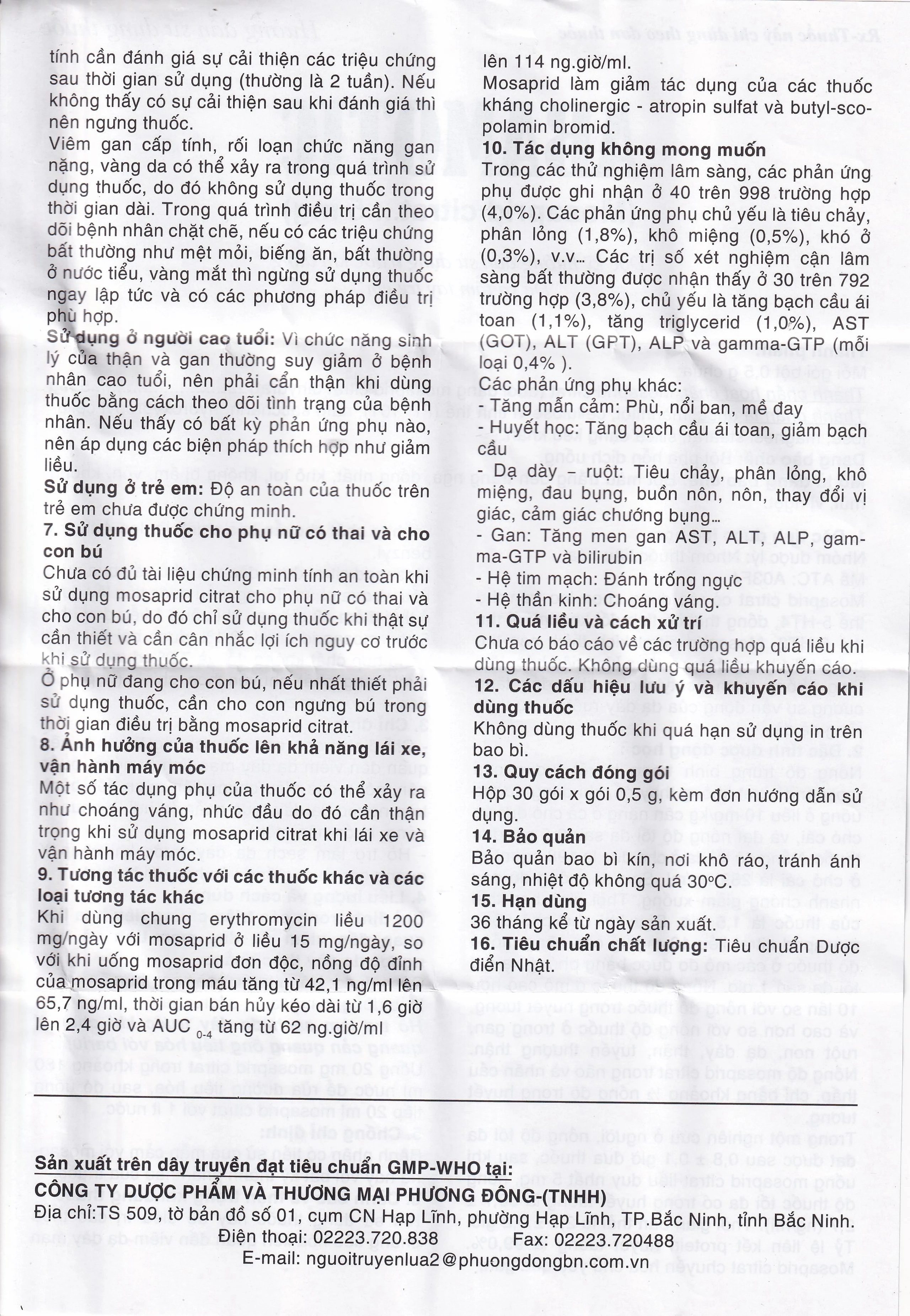 Bột pha uống Abamotic 5mg Phương Đông điều trị các triệu chứng tiêu hóa, viêm dạ dày (30 gói x 0,5g)
