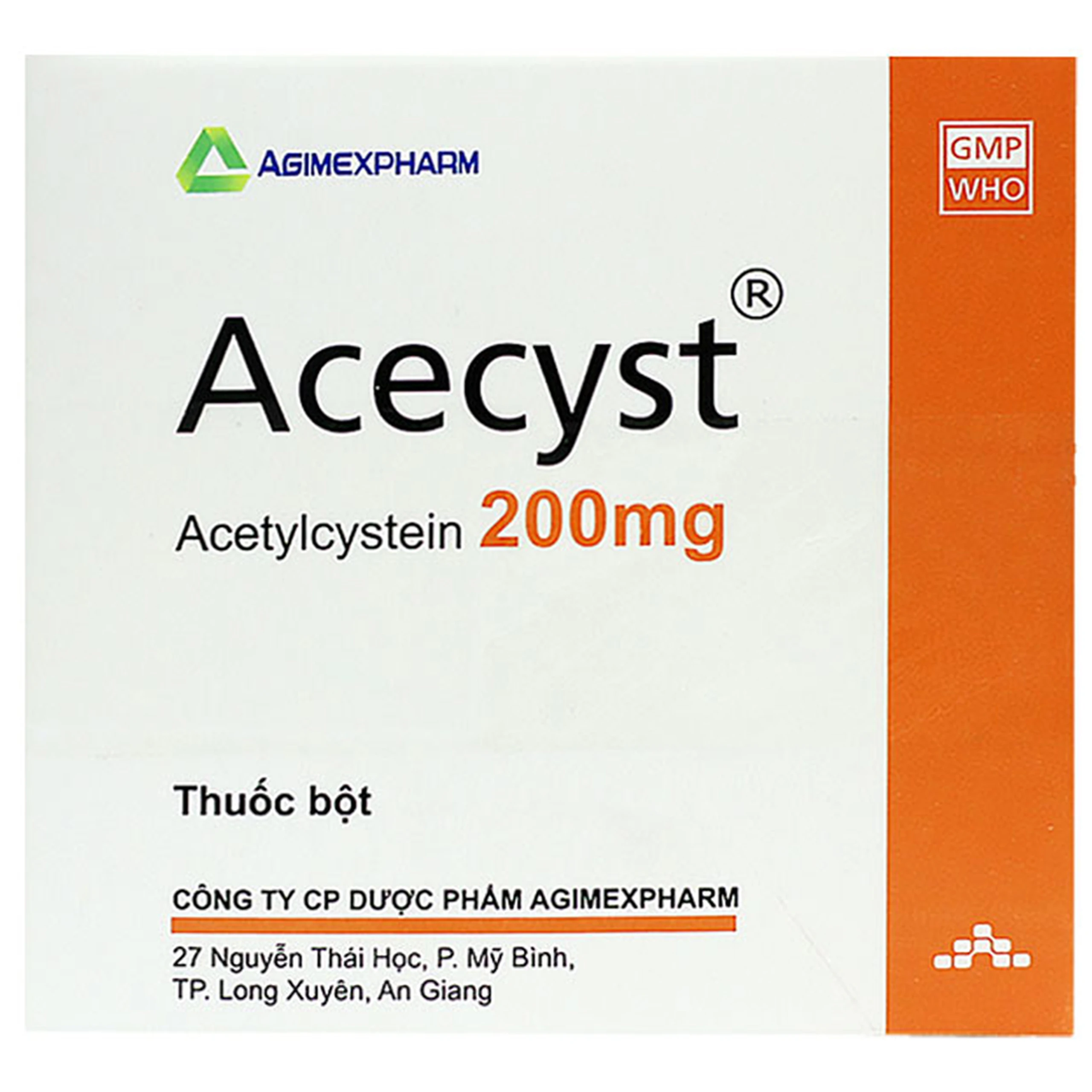 Thuốc bột Acecyst 200mg Agimexpharm giảm long đờm, làm dịu cơn ho (30 gói x 1.6g)