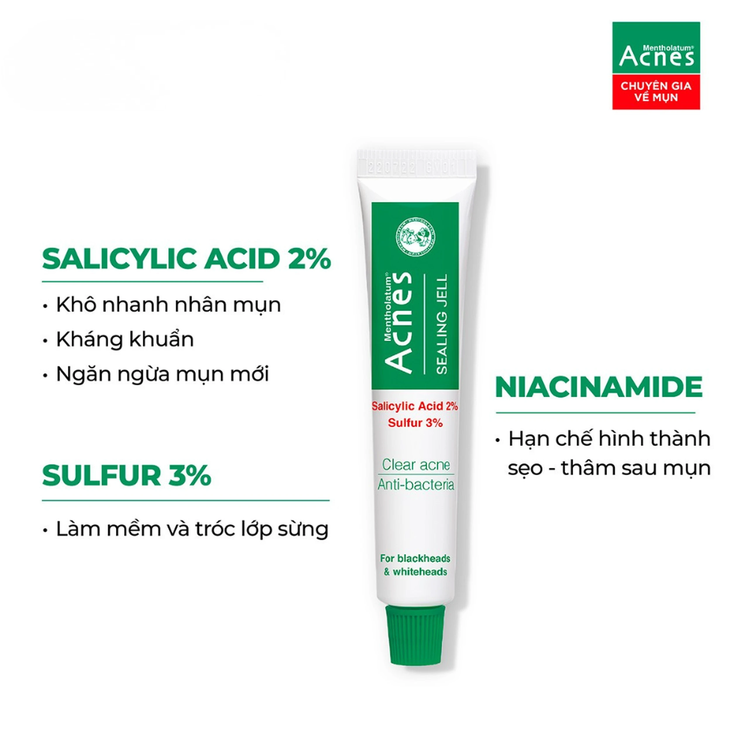 Gel giảm mụn đầu trắng và mụn đầu đen Acnes Sealing Jell Rohto (18g) 3
