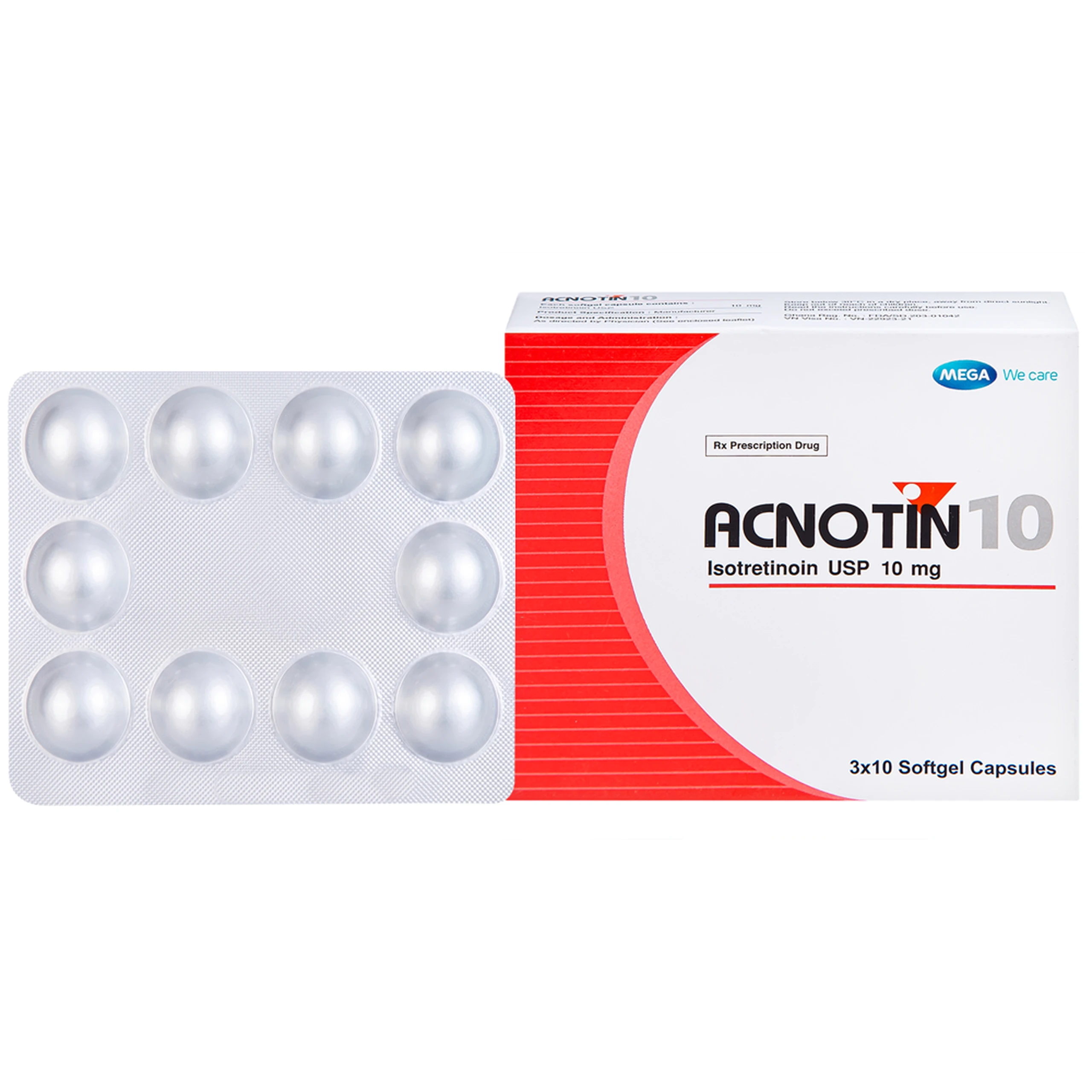 Thuốc Acnotin 10mg MEGA We care điều trị mụn trứng cá nặng (3 vỉ x 10 viên) 1