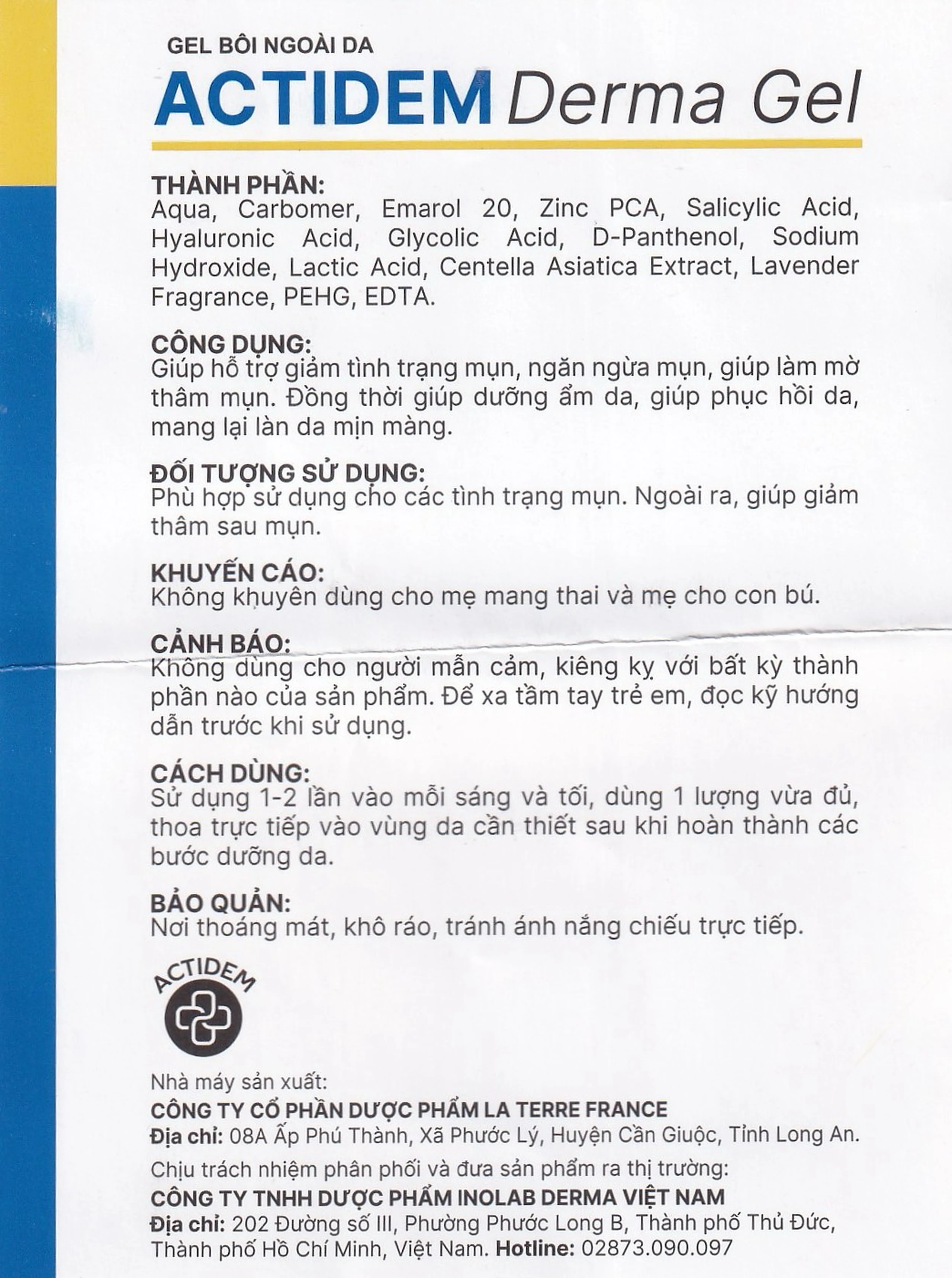 Kem bôi ngừa mụn, mờ thâm Actidem Derma 18g